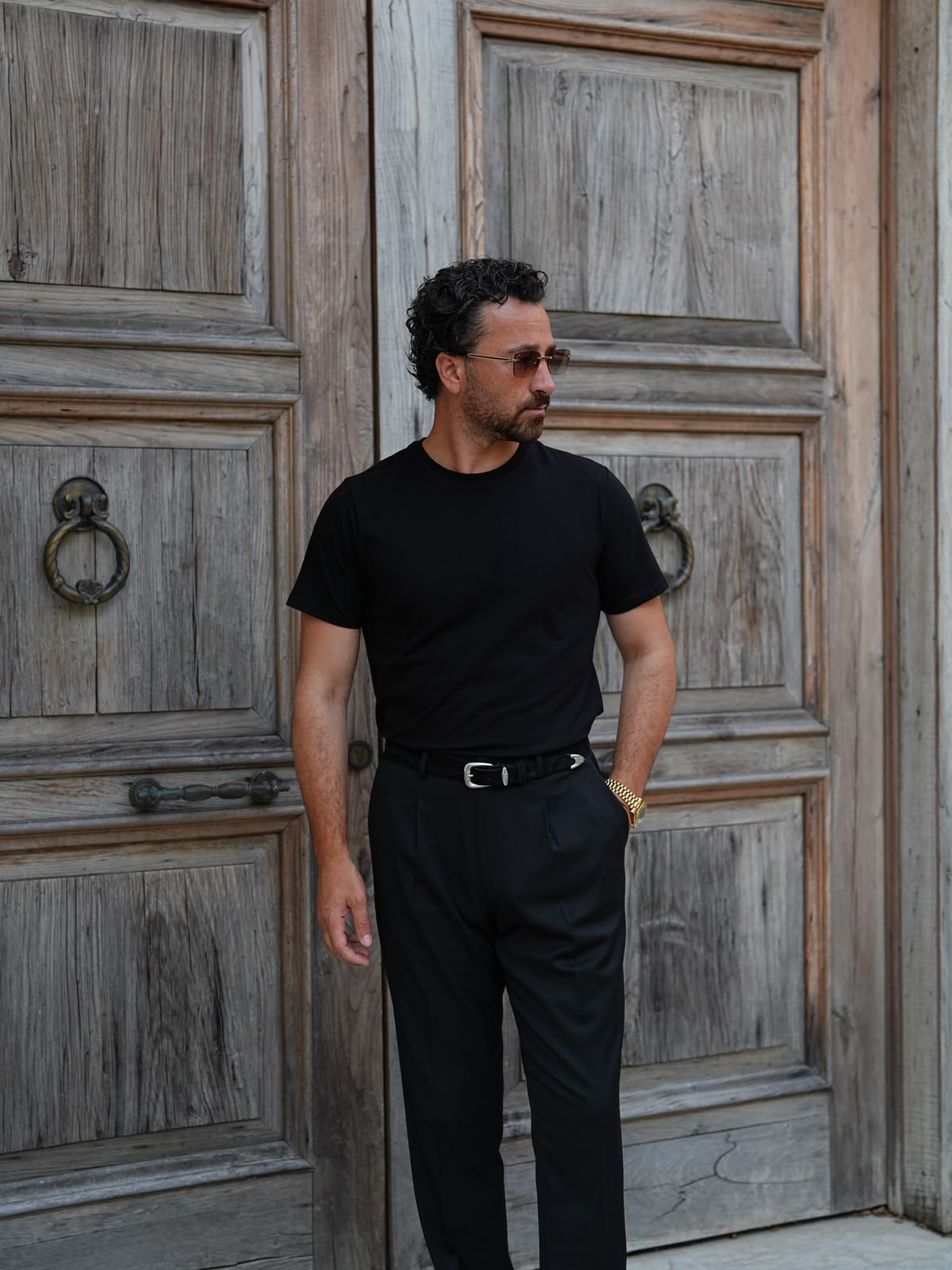 Erkek Beyaz Pamuk Slim Fit Dar Kesim Bisiklet Yaka Basic Tişört - Siyah