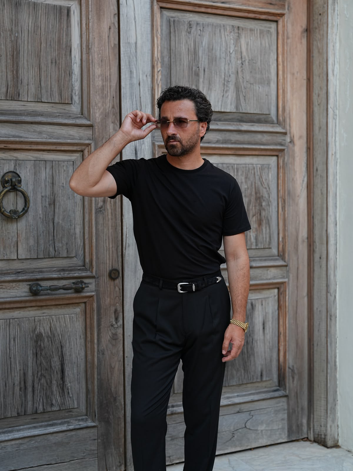 Erkek Beyaz Pamuk Slim Fit Dar Kesim Bisiklet Yaka Basic Tişört - Siyah