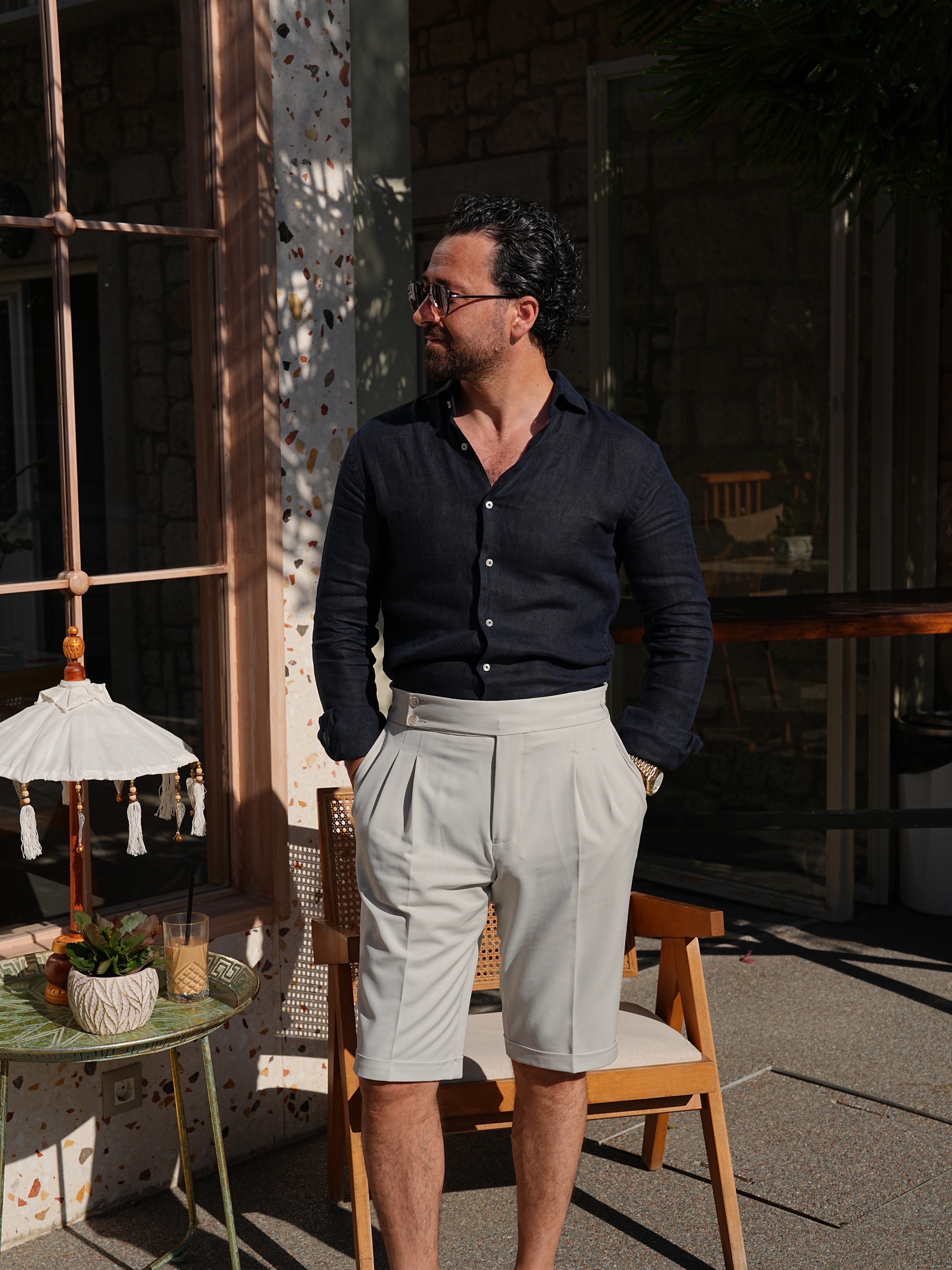 PAREZ Keten Gömlek Modern Fit - Lacivert
