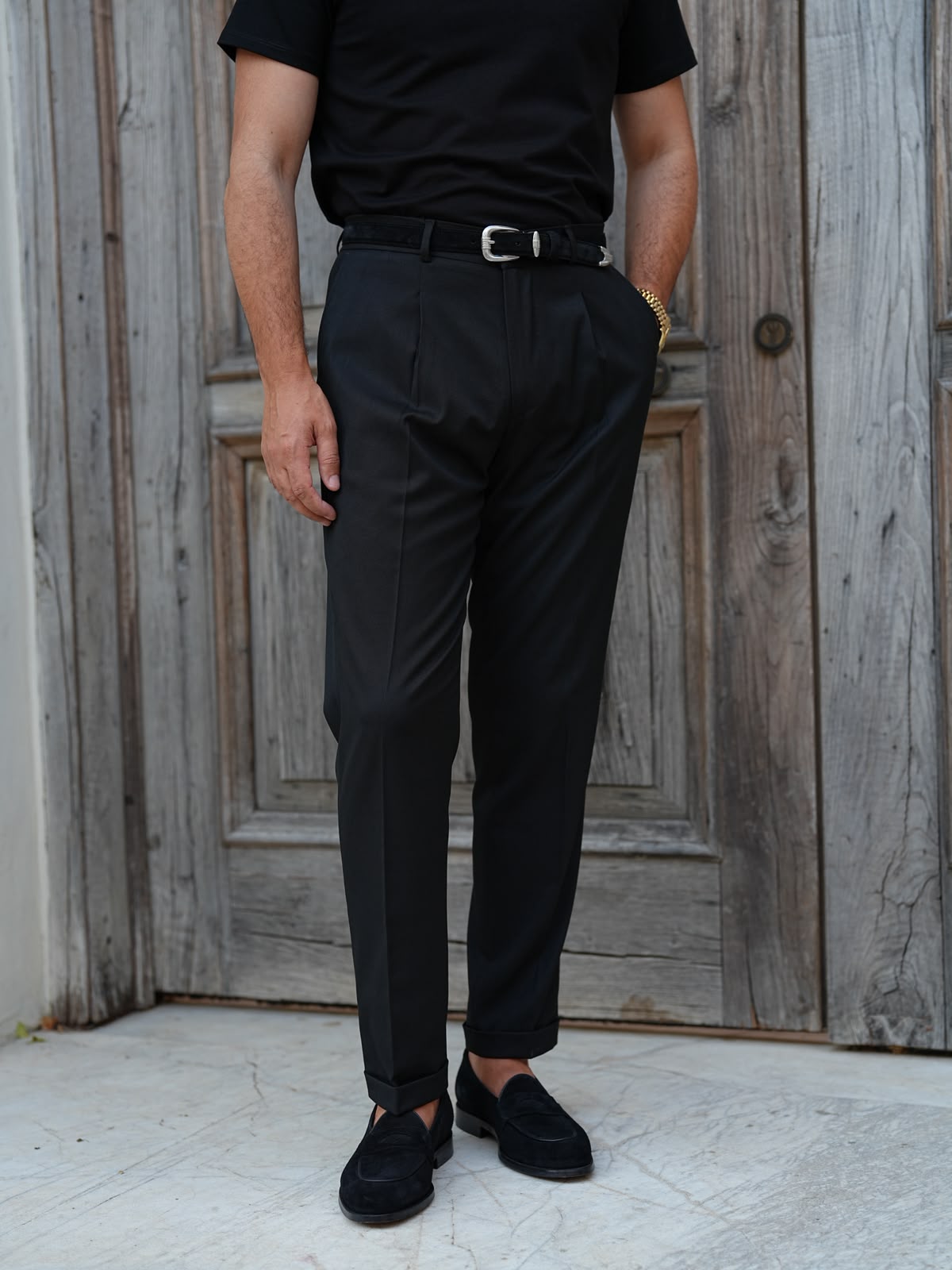 İtalyan Stil Regular Fit Pileli Yüksel Bel Erkek Pantolon - Siyah