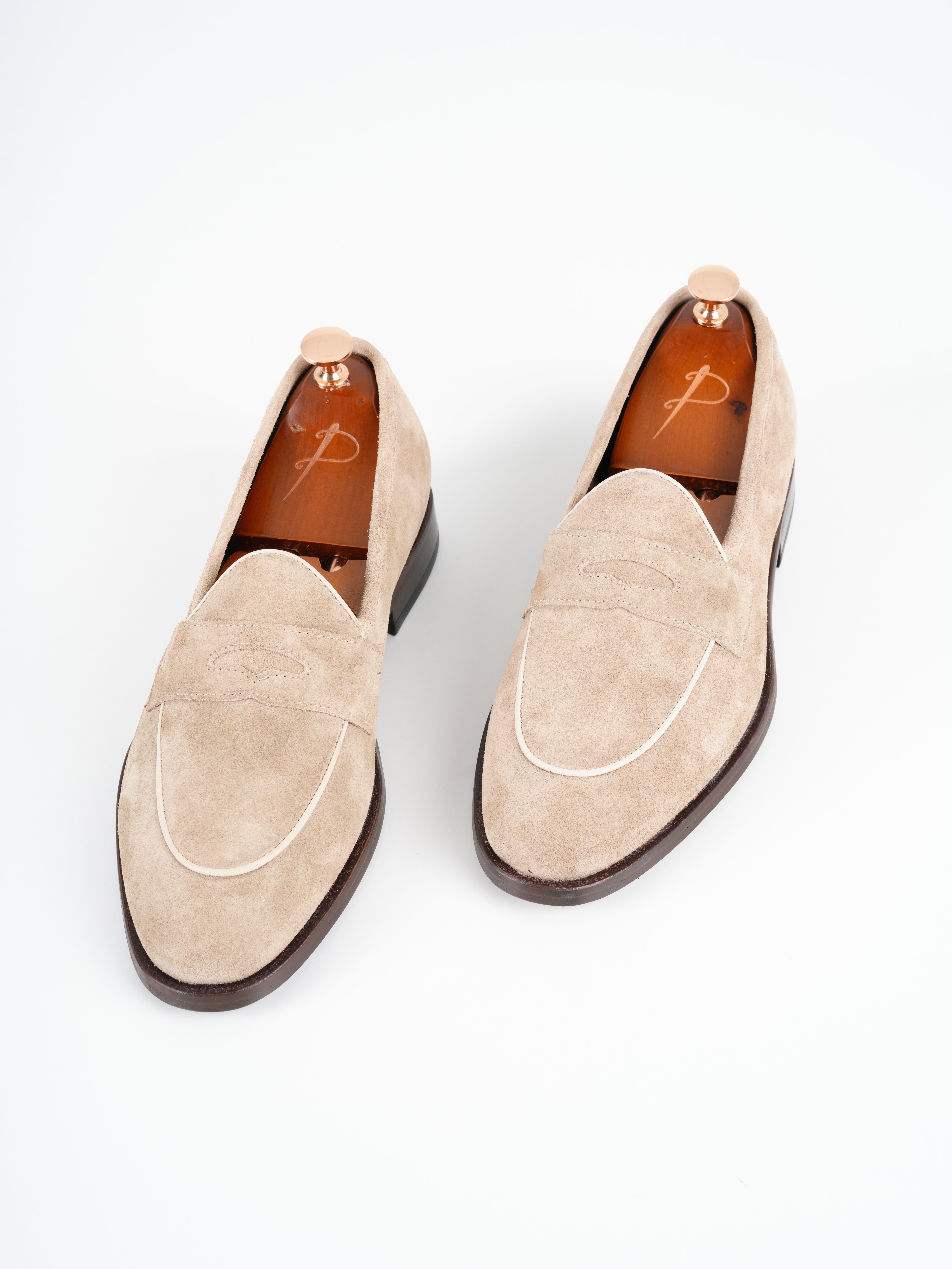 Mens Premium Metis Suede Leather Cowhide Lining Double Leather Special Hand Painted Leather Shoes - Beige