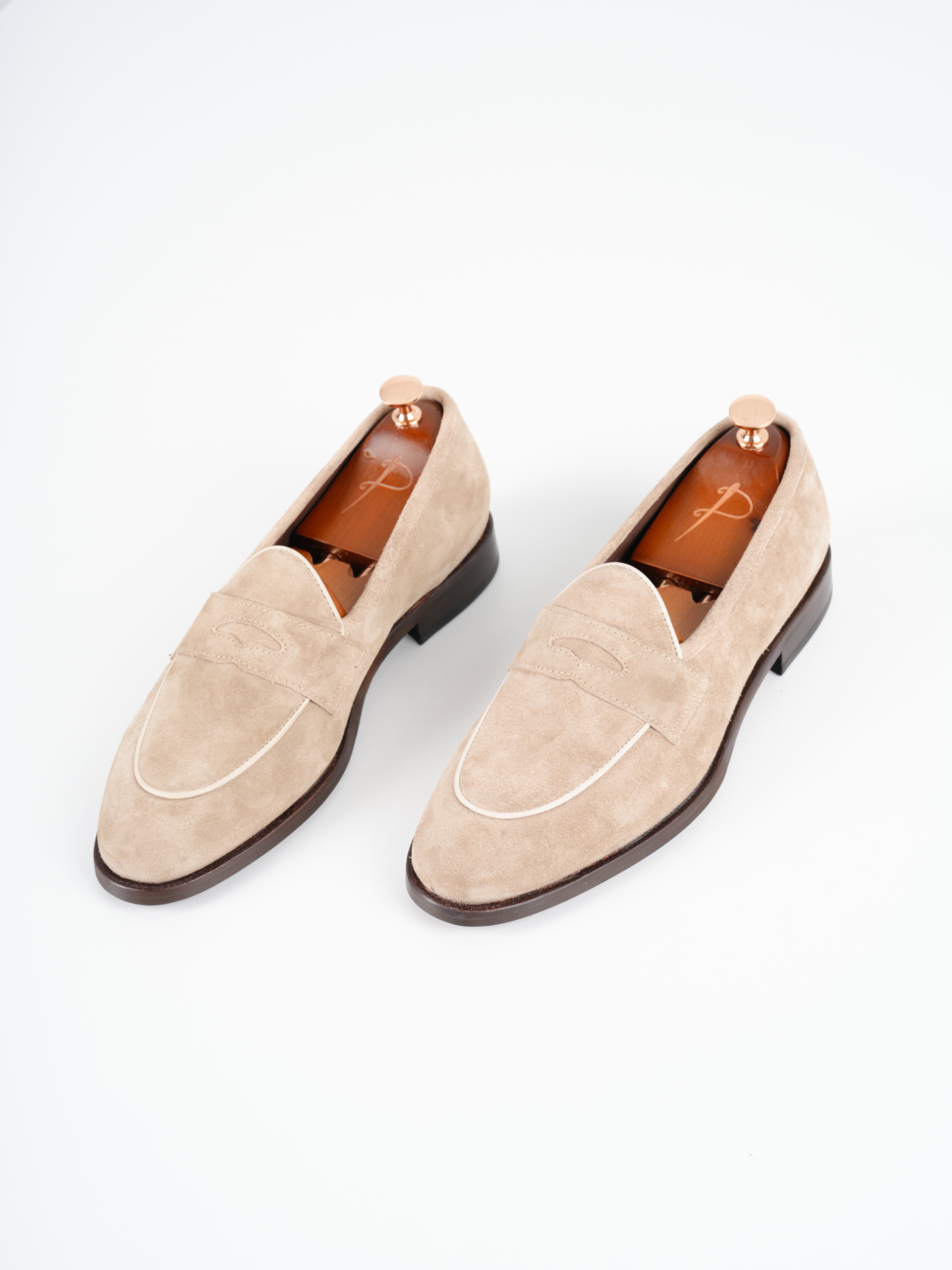 Mens Premium Metis Suede Leather Cowhide Lining Double Leather Special Hand Painted Leather Shoes - Beige