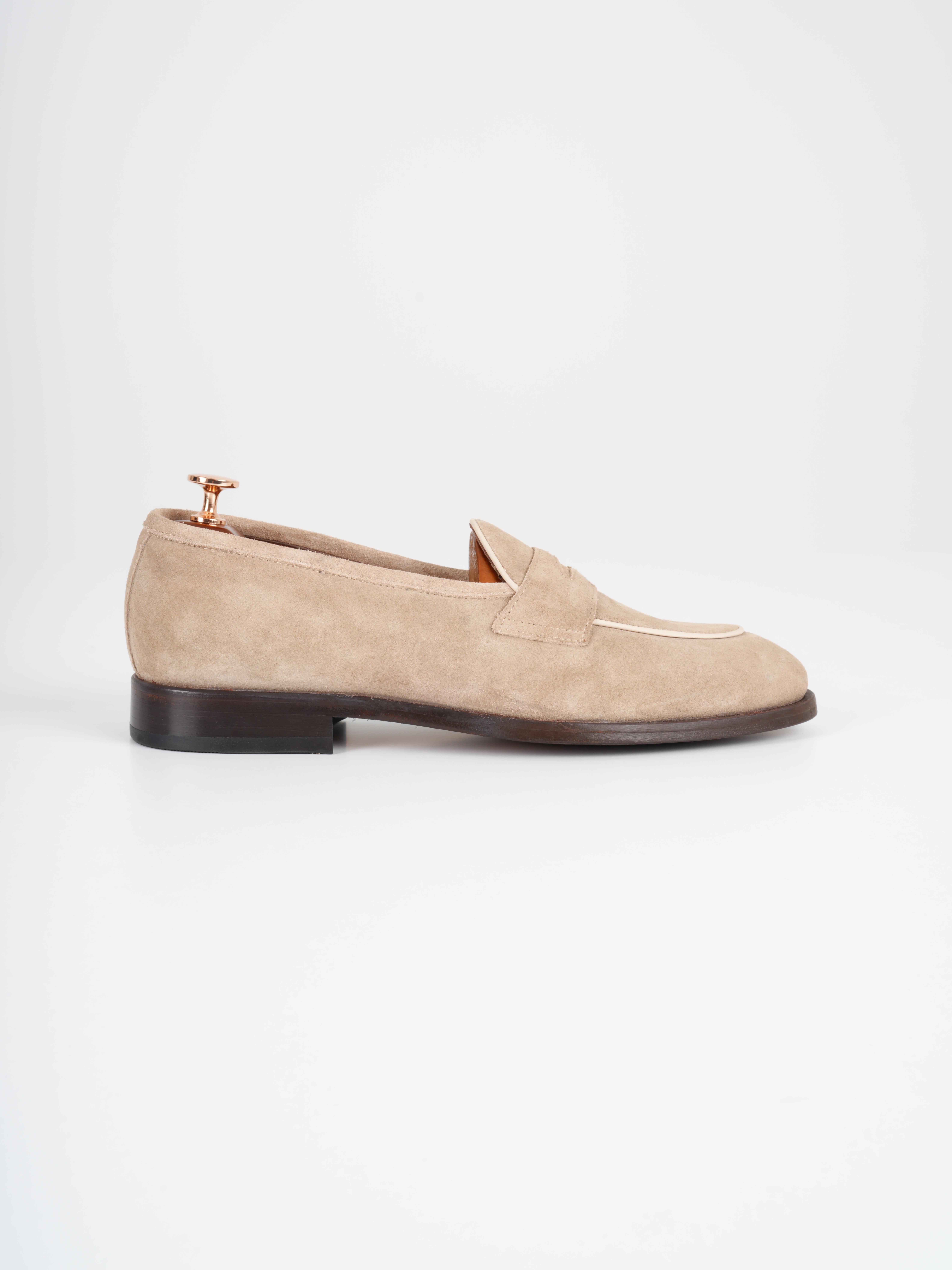 Mens Premium Metis Suede Leather Cowhide Lining Double Leather Special Hand Painted Leather Shoes - Beige