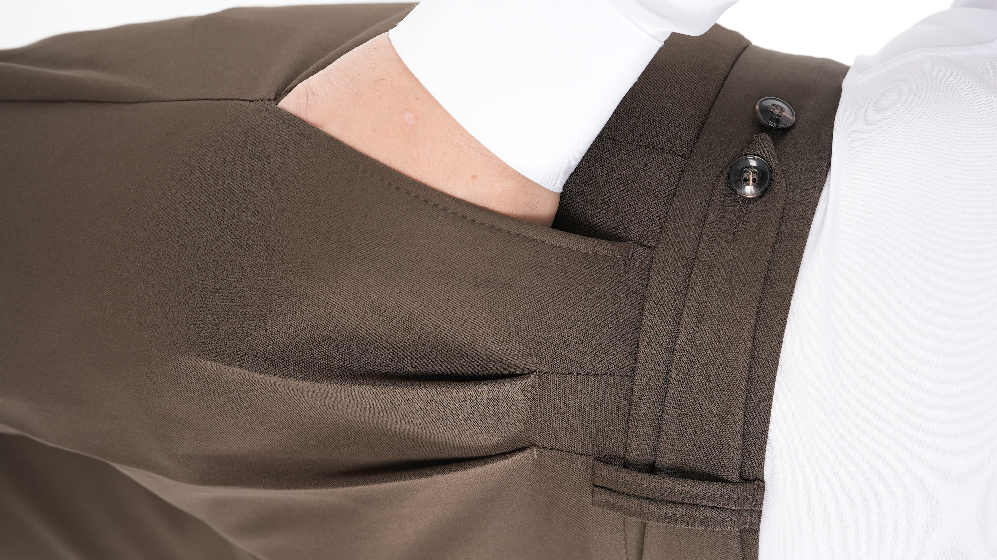 Slim-Fit-Hose für Herren im italienischen Stil mit Falten aus Lycra-Canvas – Milchbraun