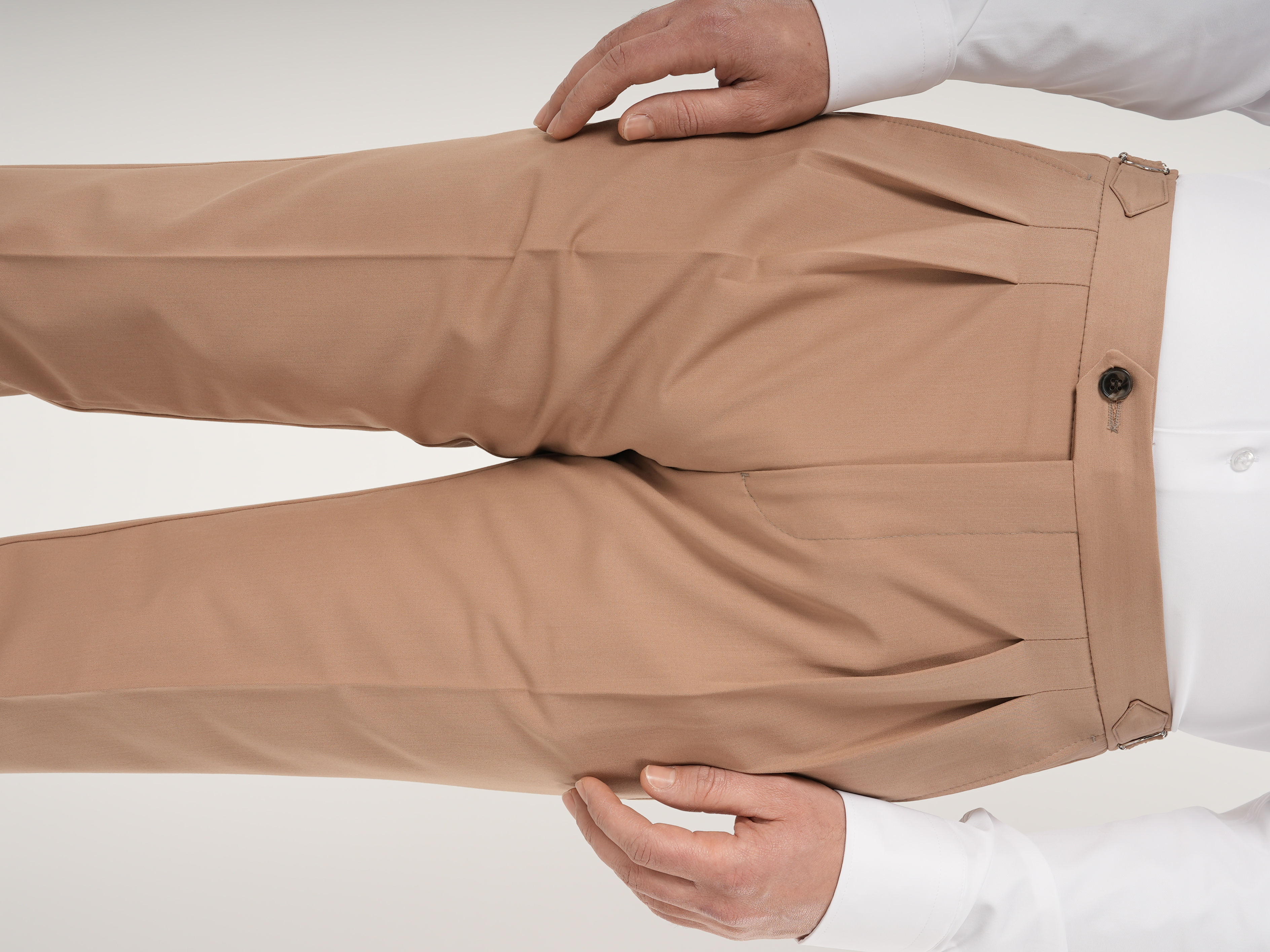 Erkek Slim Fit İtalyan Stil Piliseli TokaLı Likralı Pantolon-Krem