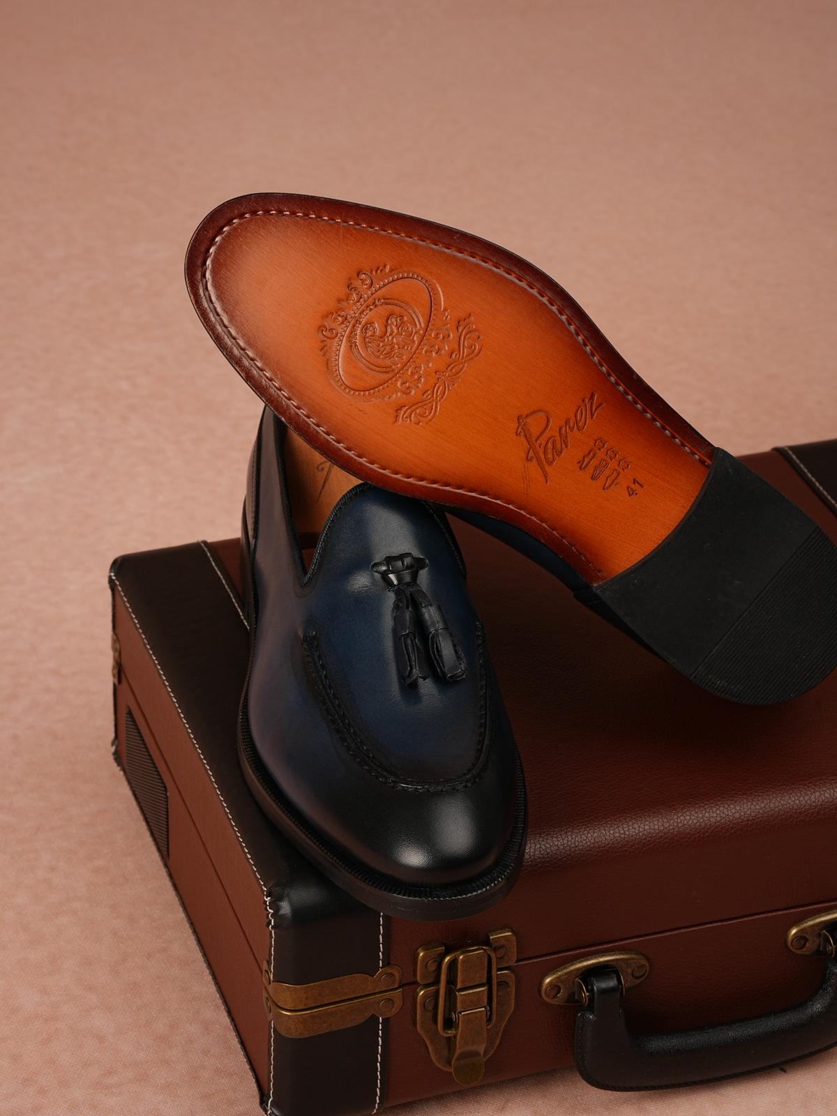 Erkek Premium Corcik Kösele Taban Hakiki Deri Ayakkabı - Lacivert