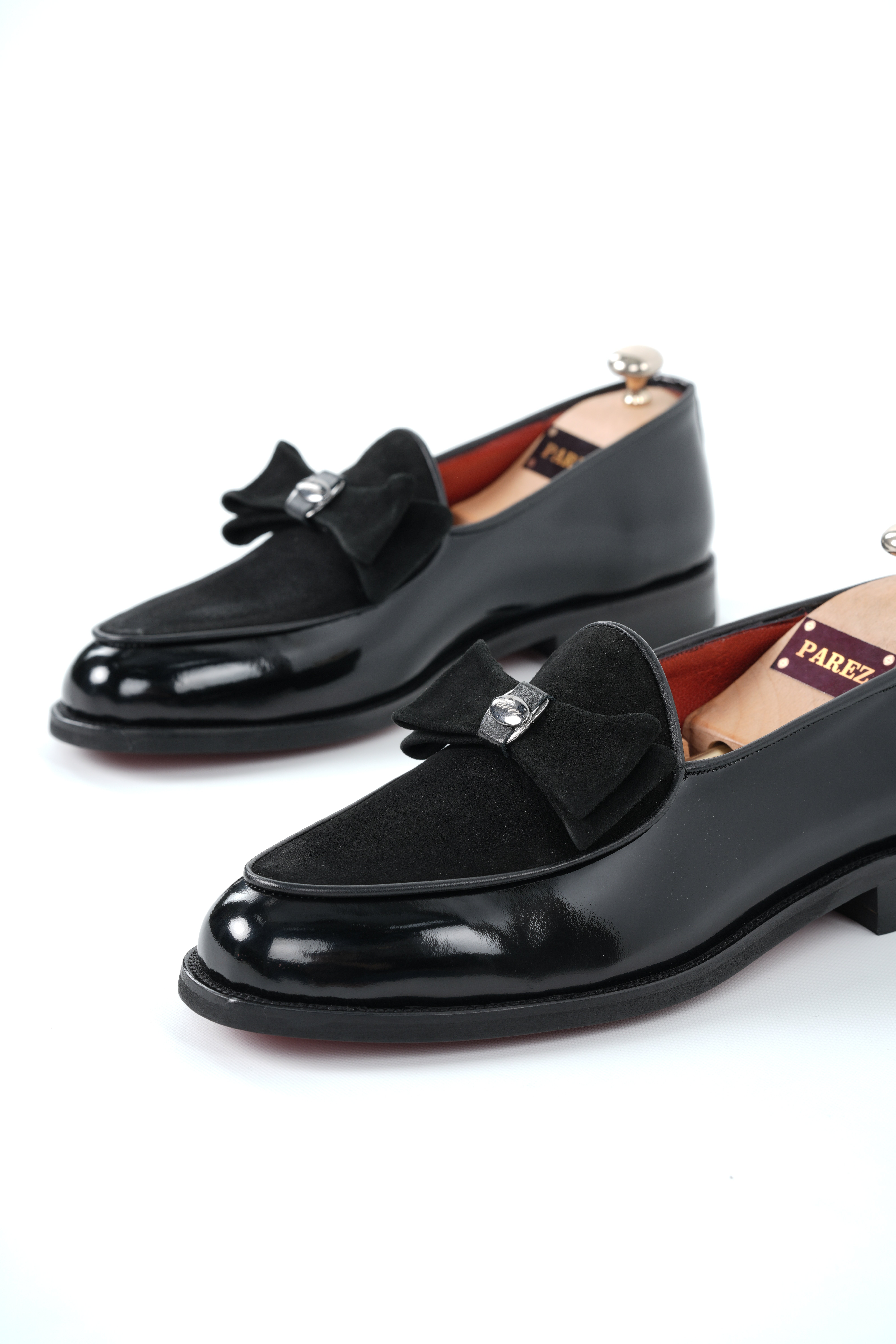 Italian Style Interior Exterior Patent Leather Garni Suede Silver Buckle Mens Shoes-Black Patent Leather