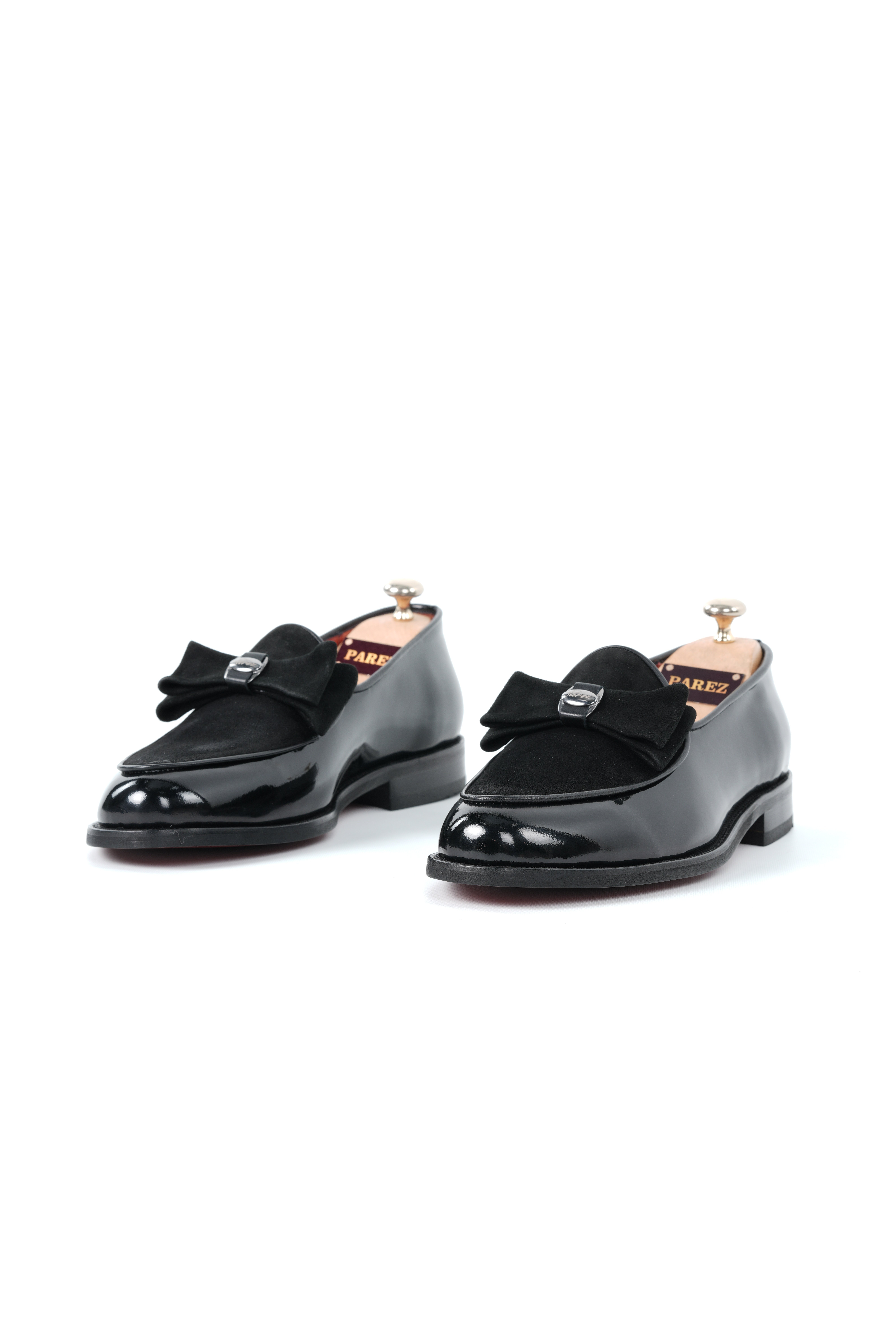 Italian Style Interior Exterior Patent Leather Garni Suede Silver Buckle Mens Shoes-Black Patent Leather
