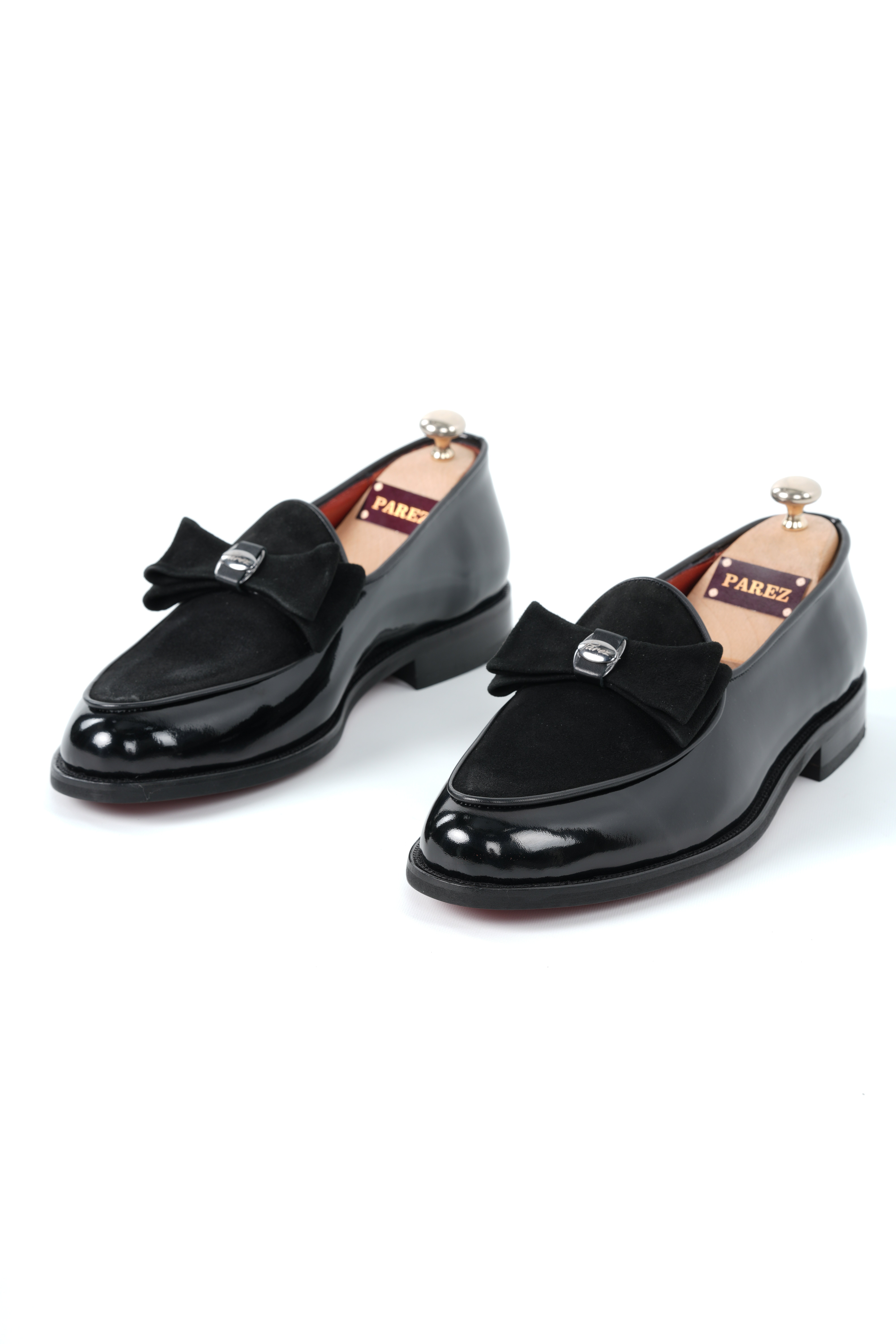 Italian Style Interior Exterior Patent Leather Garni Suede Silver Buckle Mens Shoes-Black Patent Leather