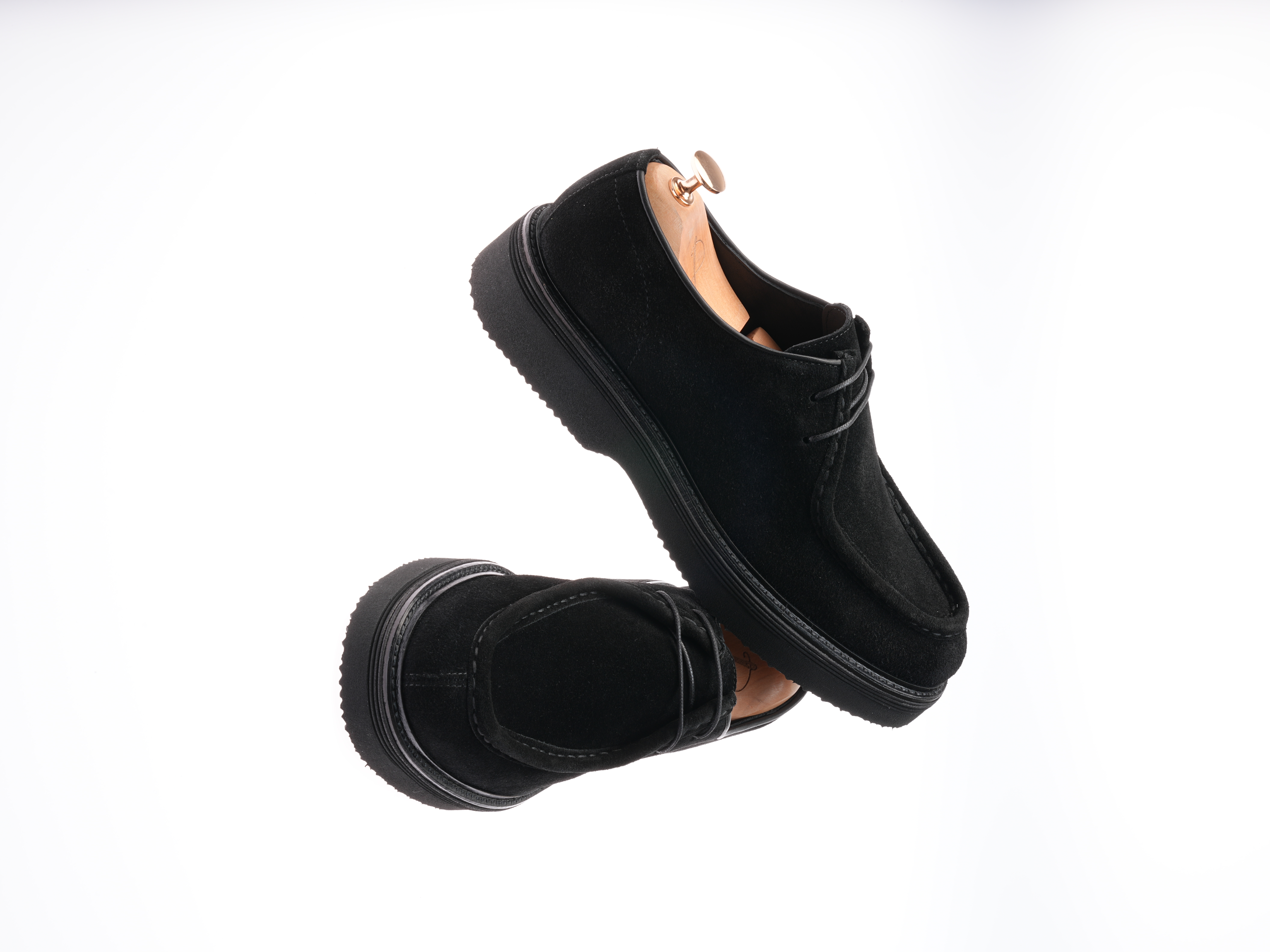 Mens Premium Suede Leather Inner Lining Calfskin Eva Sole Shoes - Black