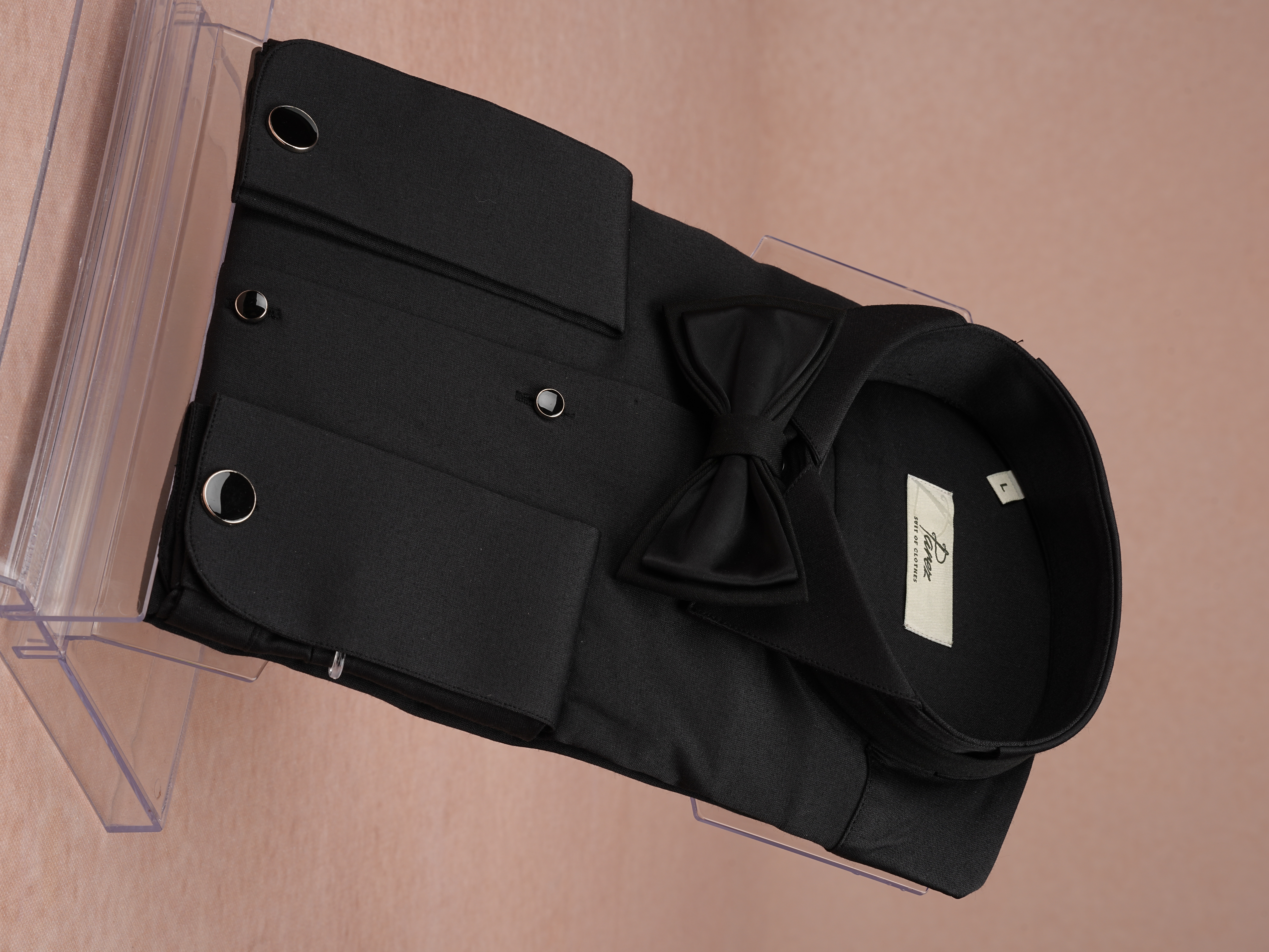 Erkek Premıum Slim Fit Damatlık Taşlı Ata Yaka Gömlek - Siyah