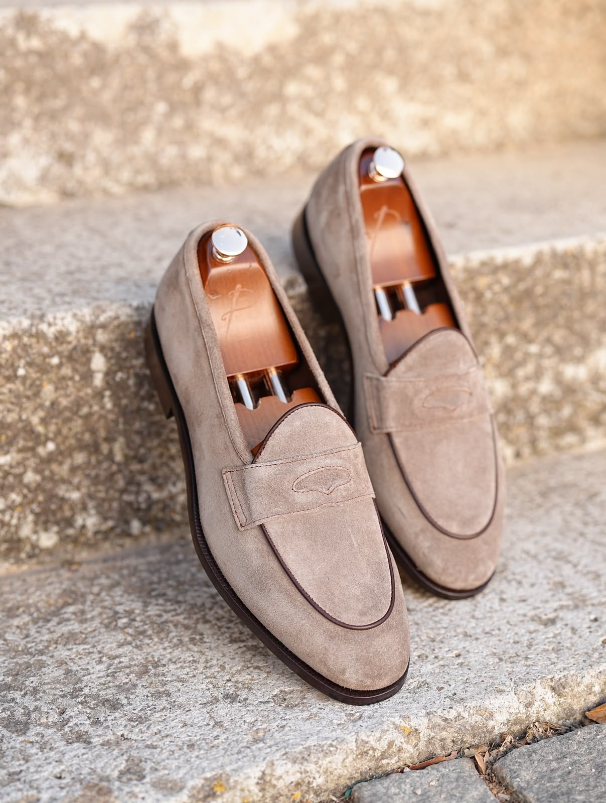  Mens Premium Metis Suede Leather Cowhide Lining Double Leather Special Hand Painted Leather Shoes - Milk Brown 