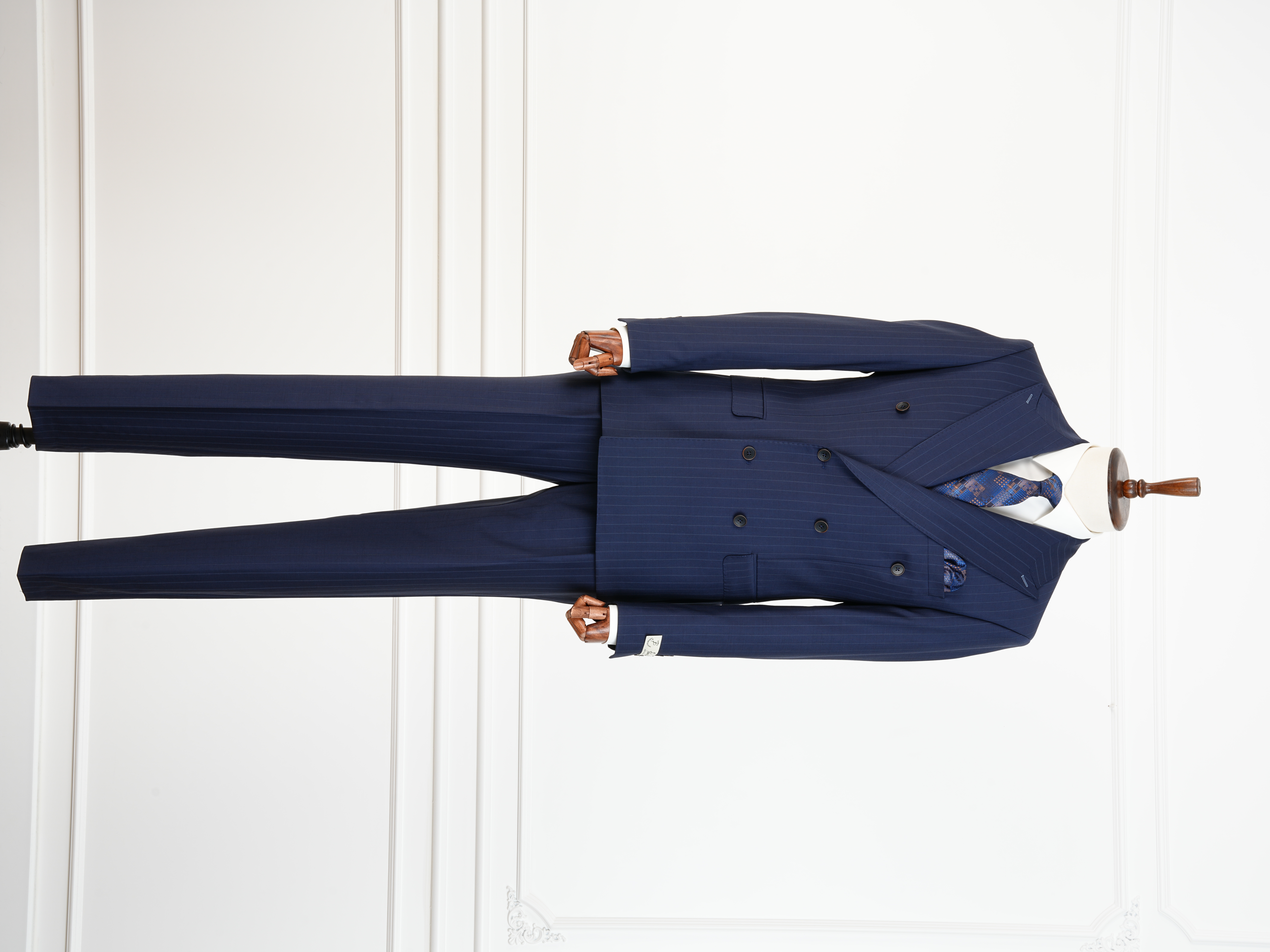 Premium Yünlü Erkek Kruvaze Takım Elbise Slim Fit İtalyan Stil Ceket Pantolon - Saks Mavisi