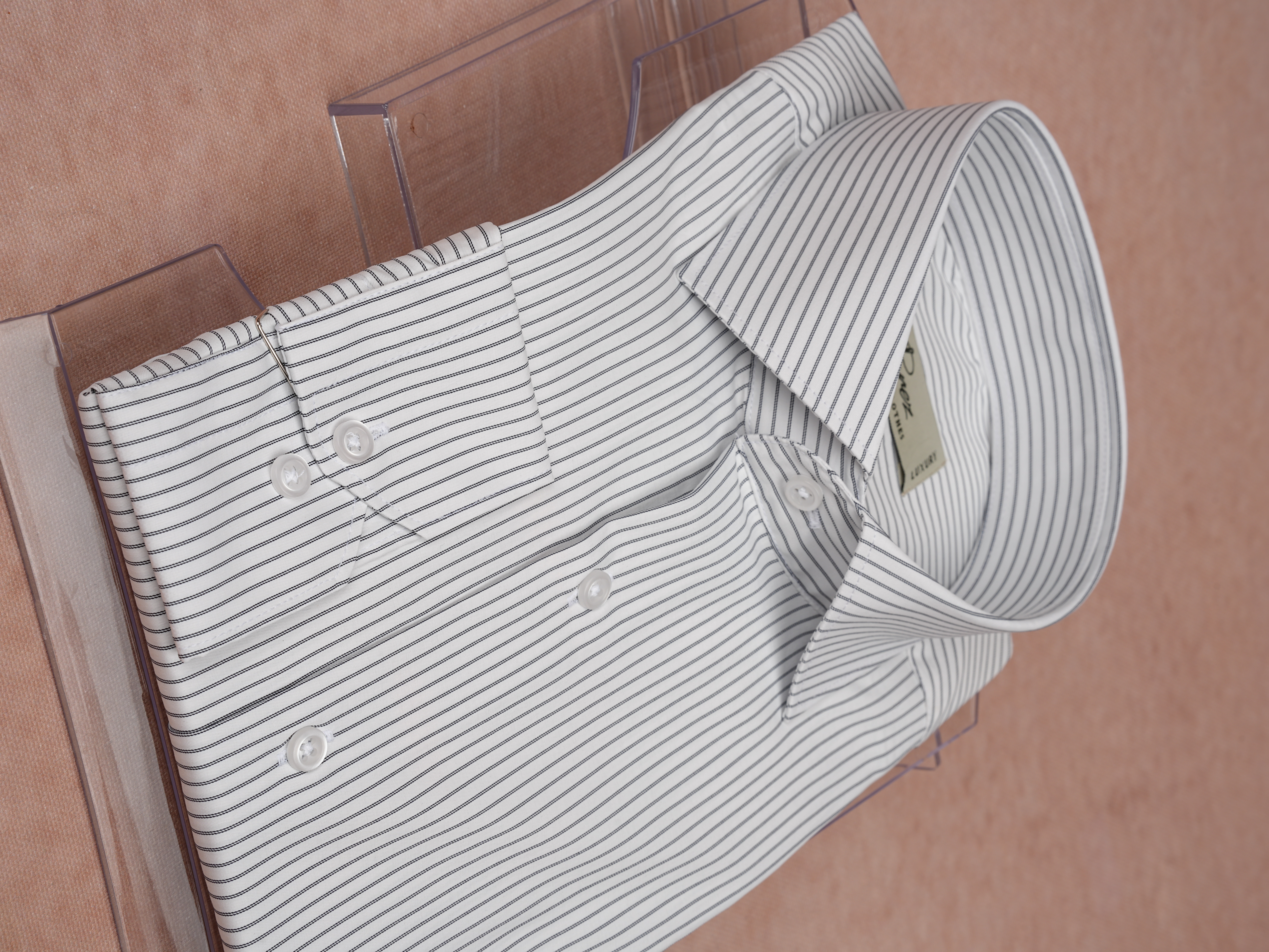 Premium İtalyan Yaka Slim Fit Çizgili Erkek Gömlek - Siyah