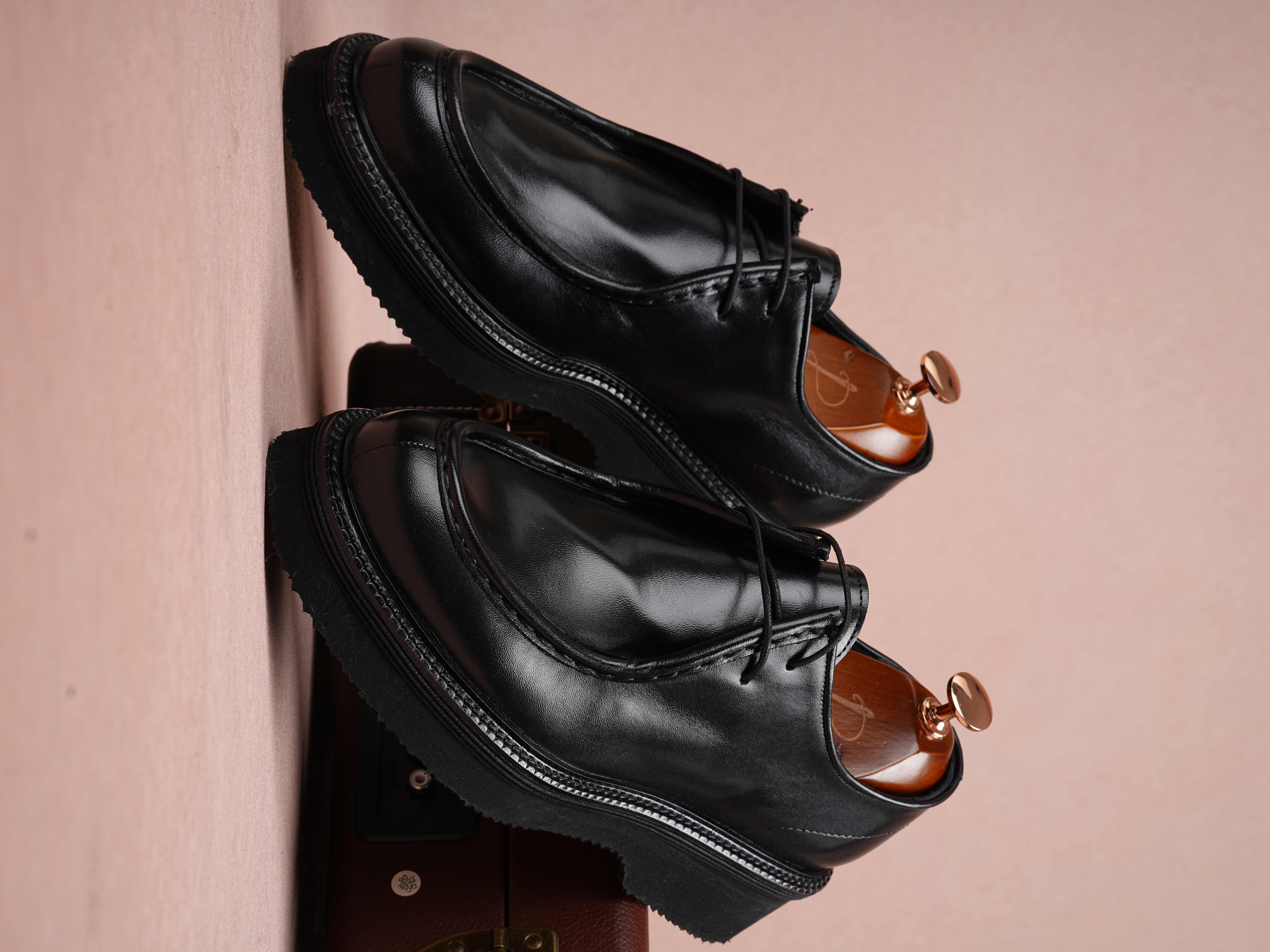 Mens Premium Spiro Alcohol Light Leather Calf Inner Lining Feta Eva Sole Shoes - Black