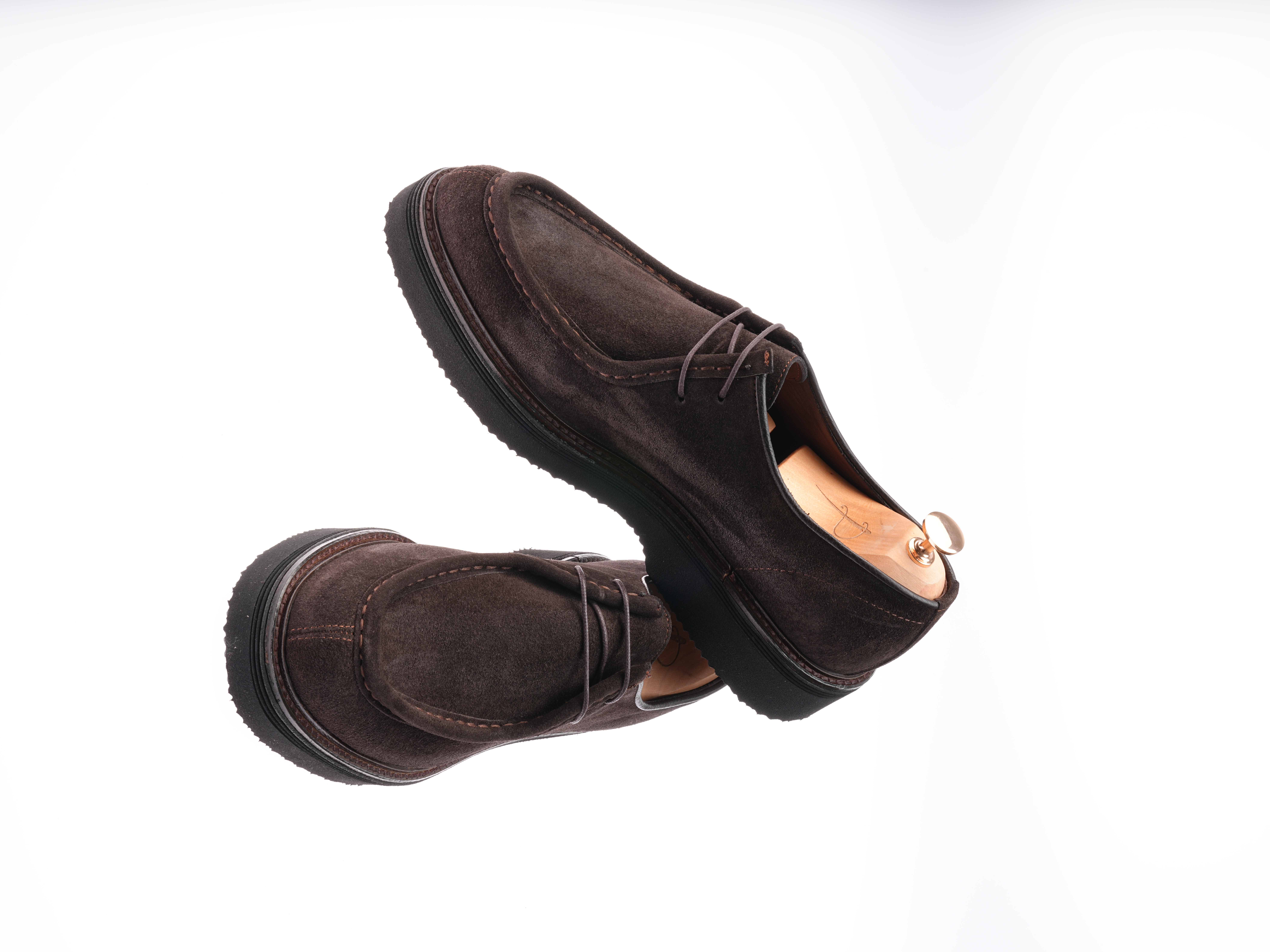 Mens Premium Suede Leather Inner Lining Calfskin Eva Sole Shoes - Bitter Brown