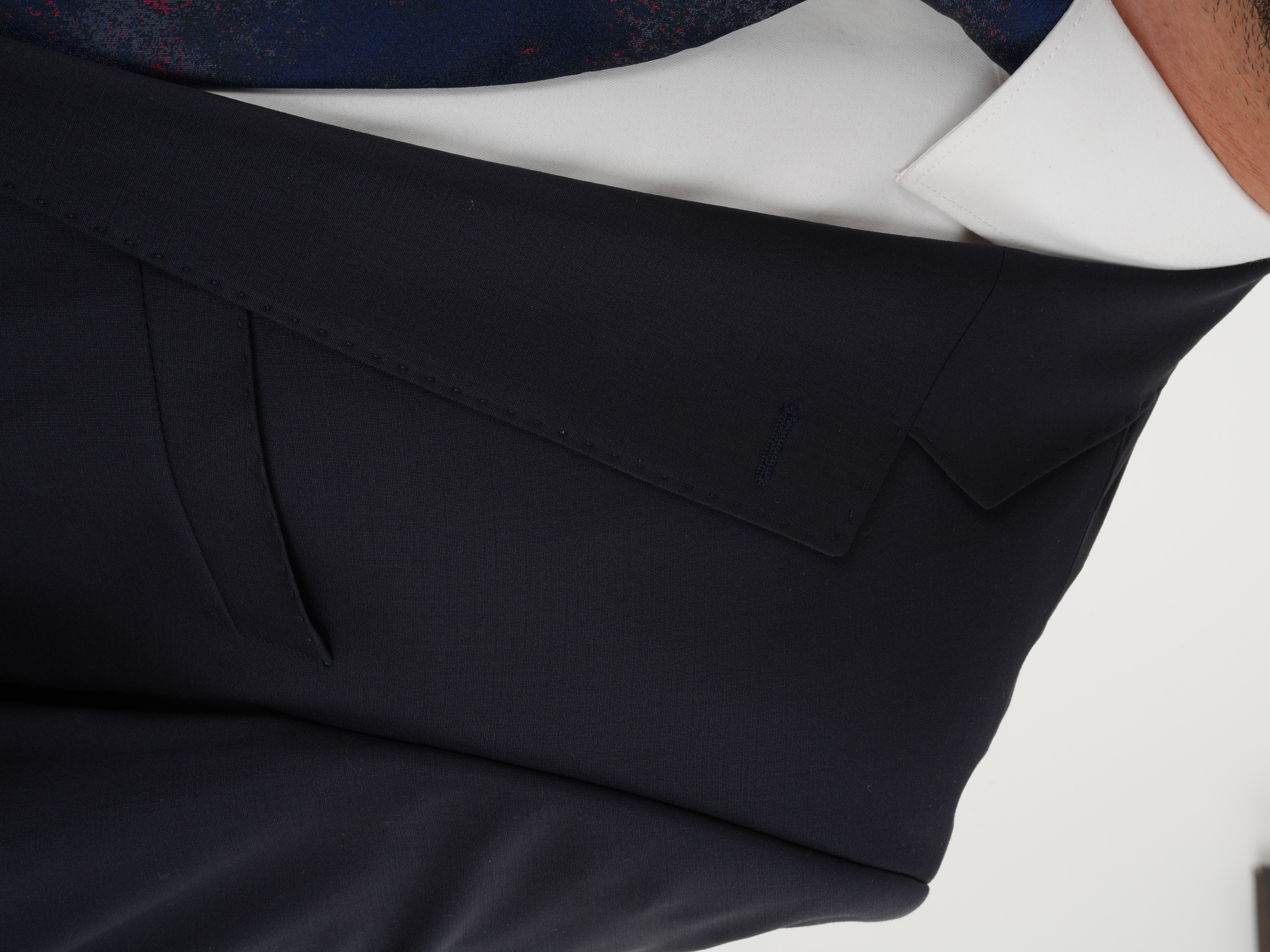 Erkek Regular İtalyan Stil Yünlü Mono Yaka Takım Elbise Ceket Pantolon - Koyu Lacivert