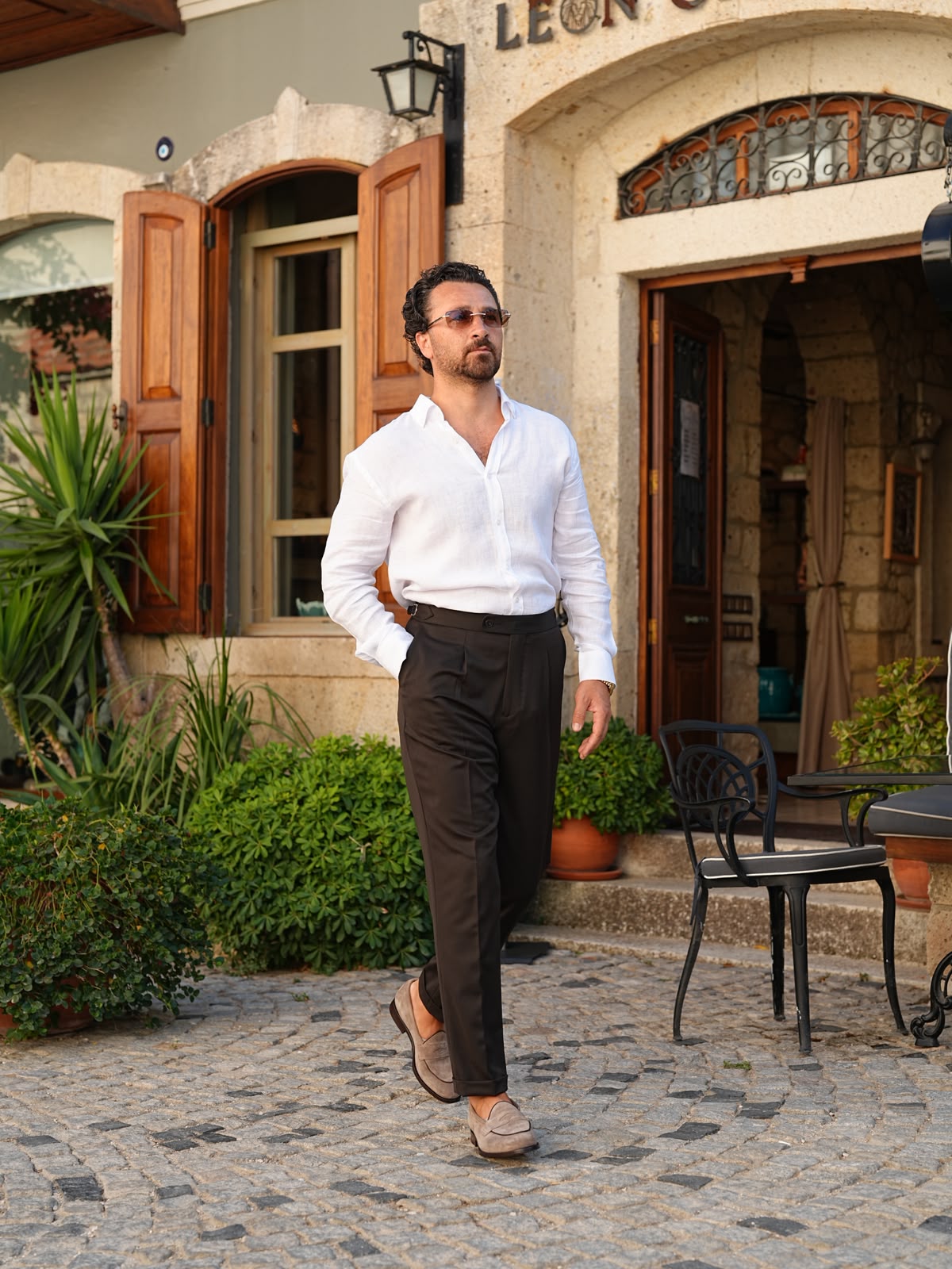 İtalyan Stil Regular Erkek Yüksek Bel Tokalı Pantolon - Acı Kahve