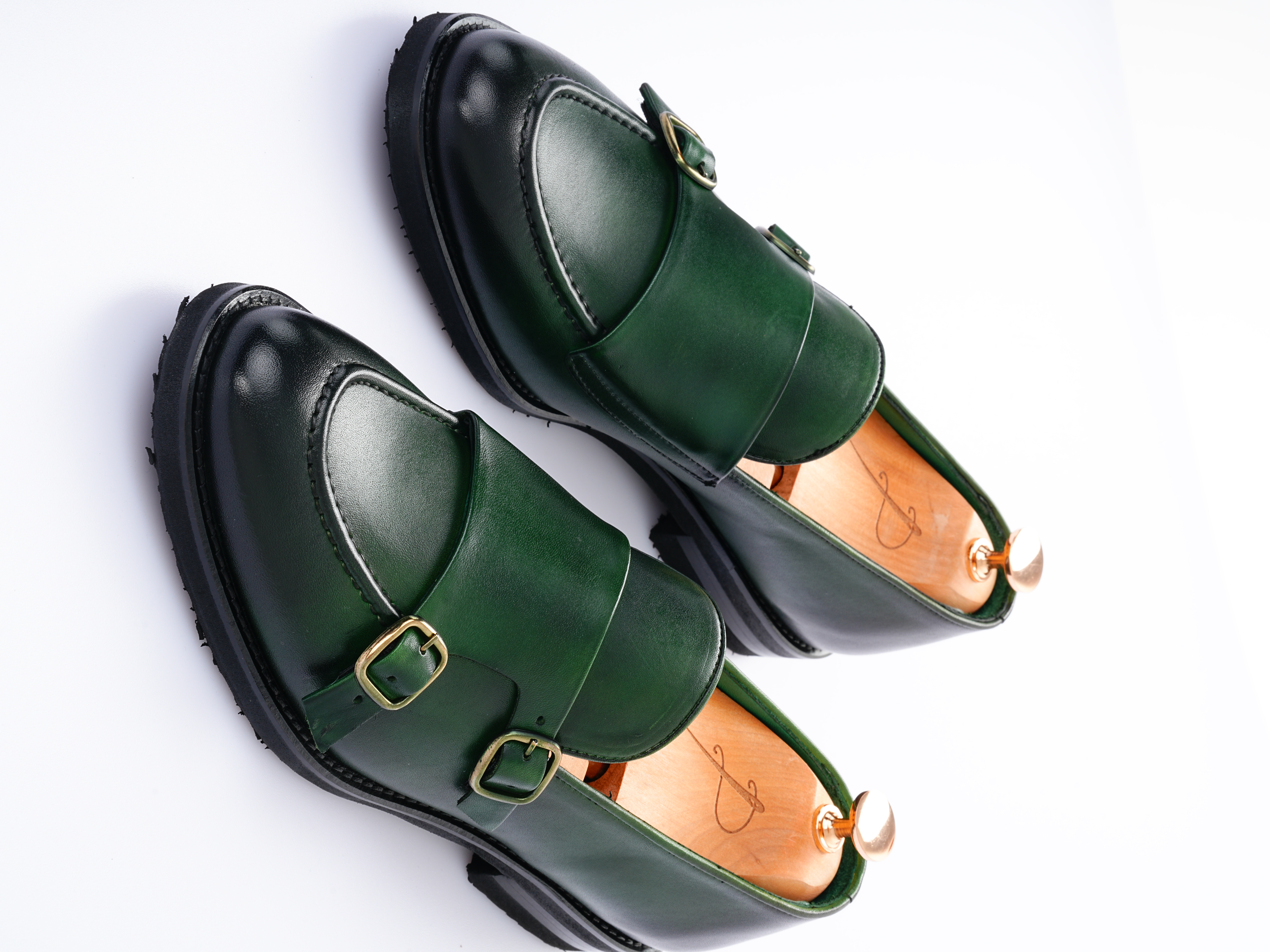 Erkek Premium Fırça Açma Premium Deri Dana İç Astarlı Özel Hafif Eva Taban Ve Hedefe Ökçeli Ayakkabı - Yeşil