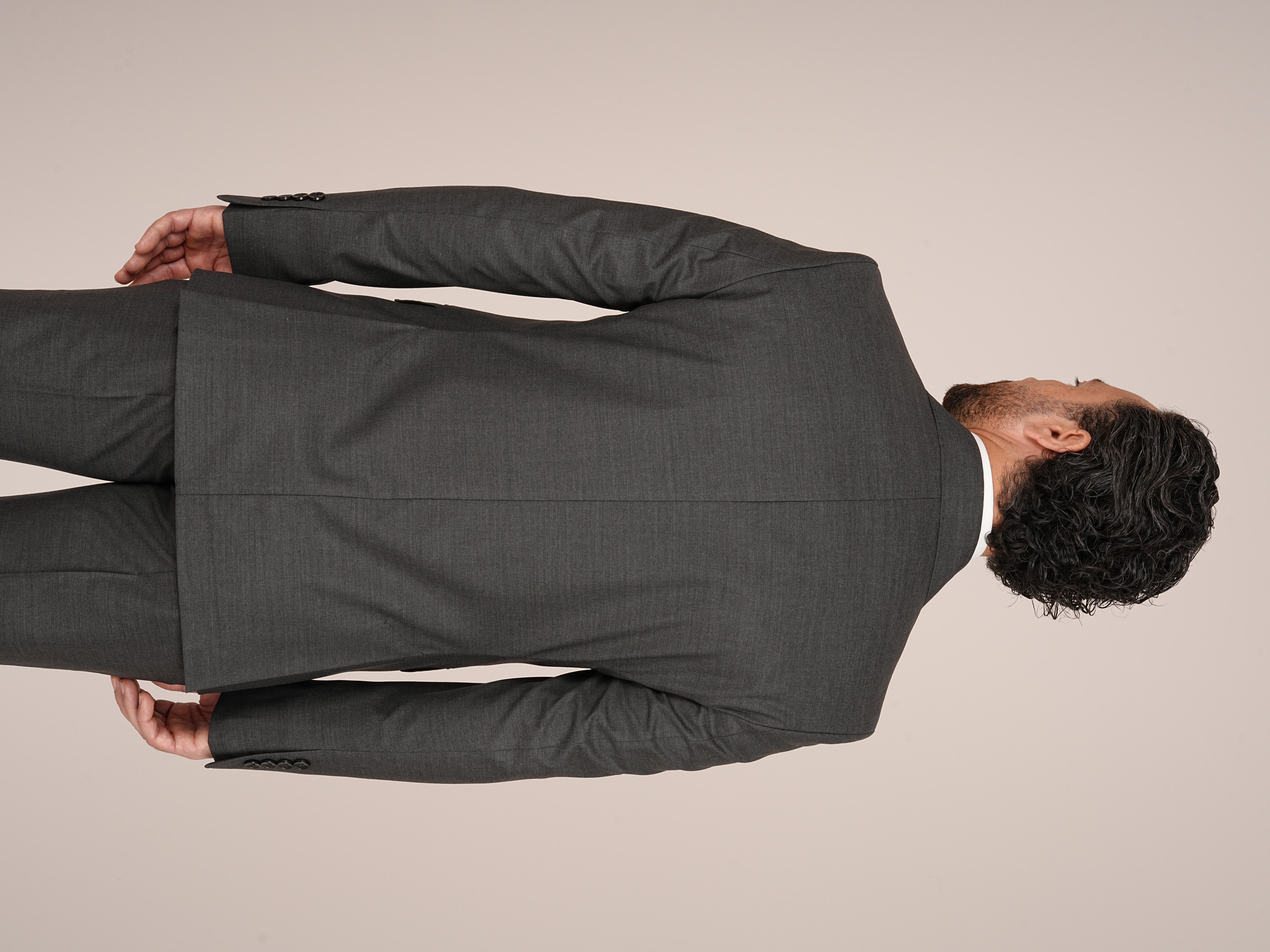 Premium Mens Wool-Blend Double-Breasted italian Slim-Fit Suit Jacket & Trousers - Smoke Grey