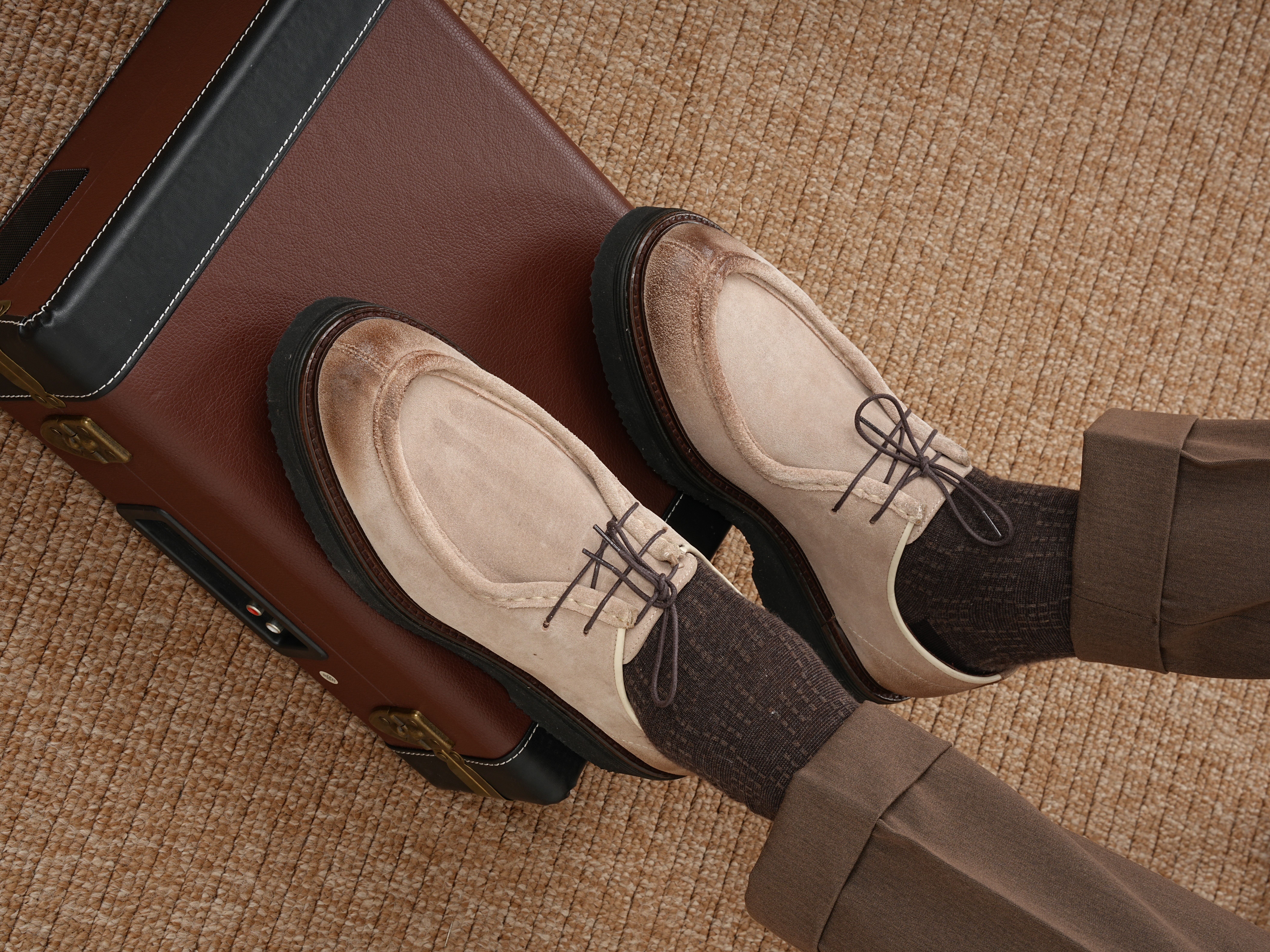 Erkek Premium Süet Deri İç Astar Dana Deri Eva Taban Ayakkabı - Bej