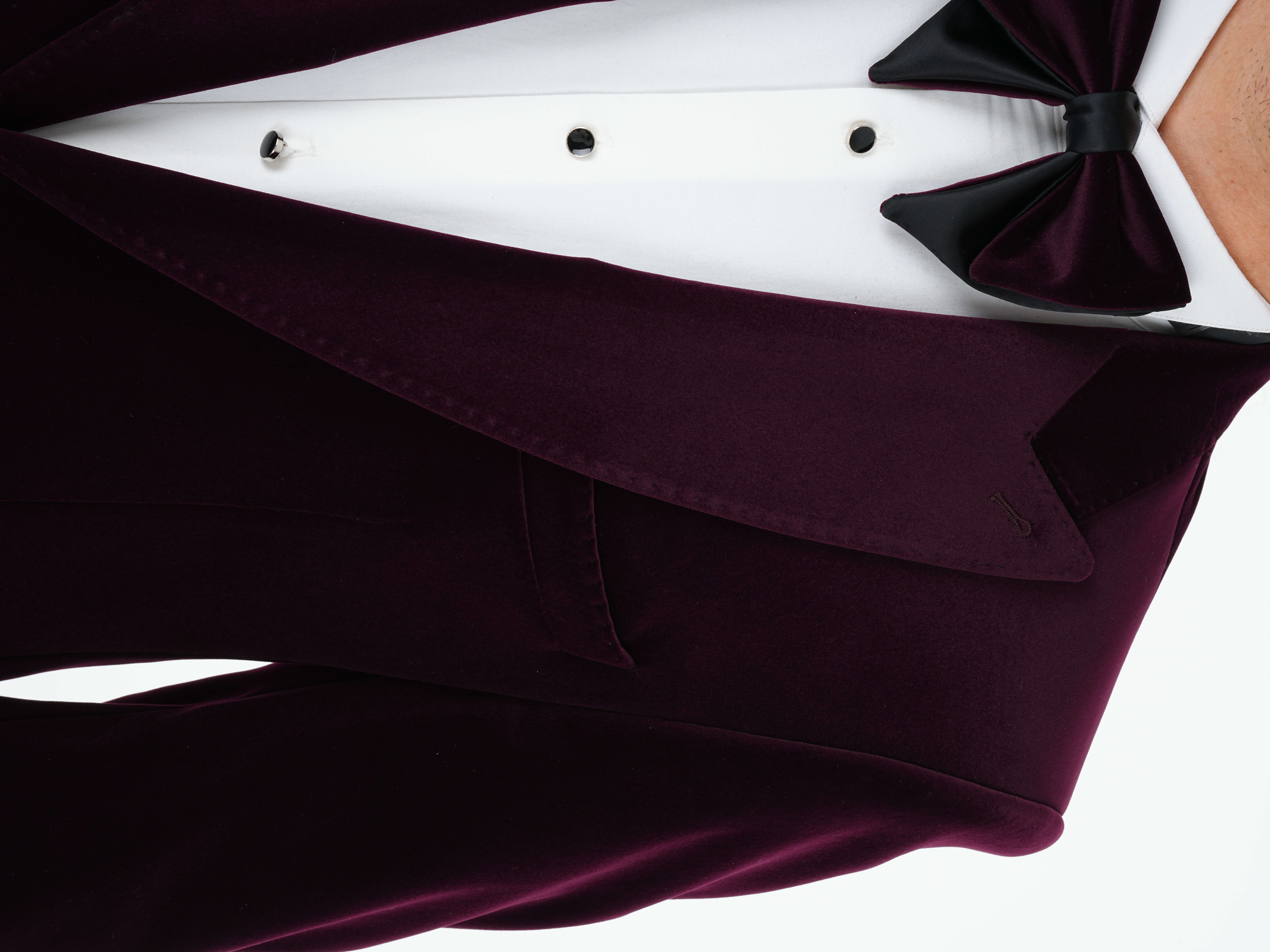 Premium Erkek Kadife Smokin Damatlık Gold Düğme Punto Dikişli Ceket Pantolon Papyon - Mor