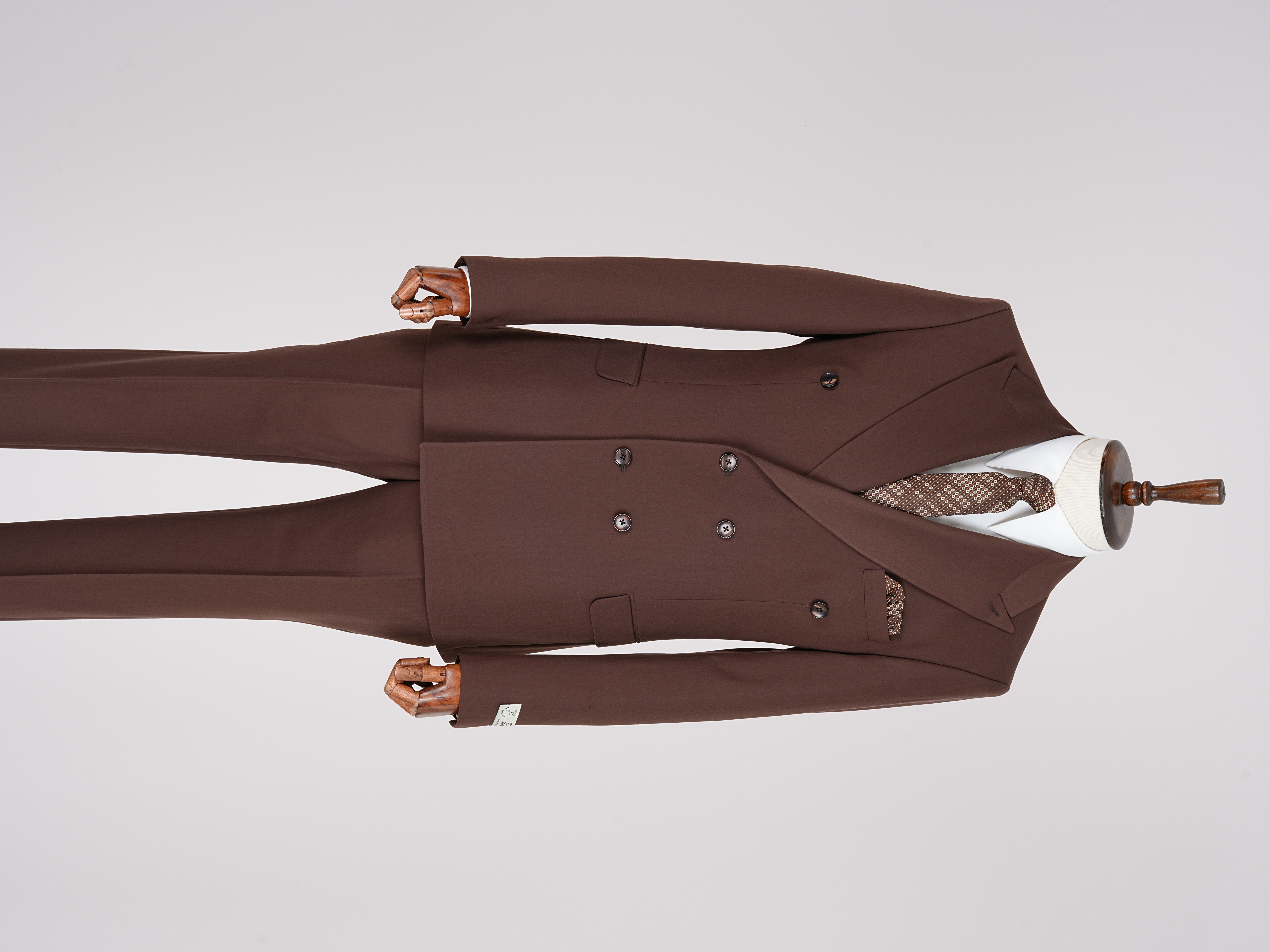 Premium Mens Double-Breasted italian Slim-Fit Suit Jacket & Trousers - Brown