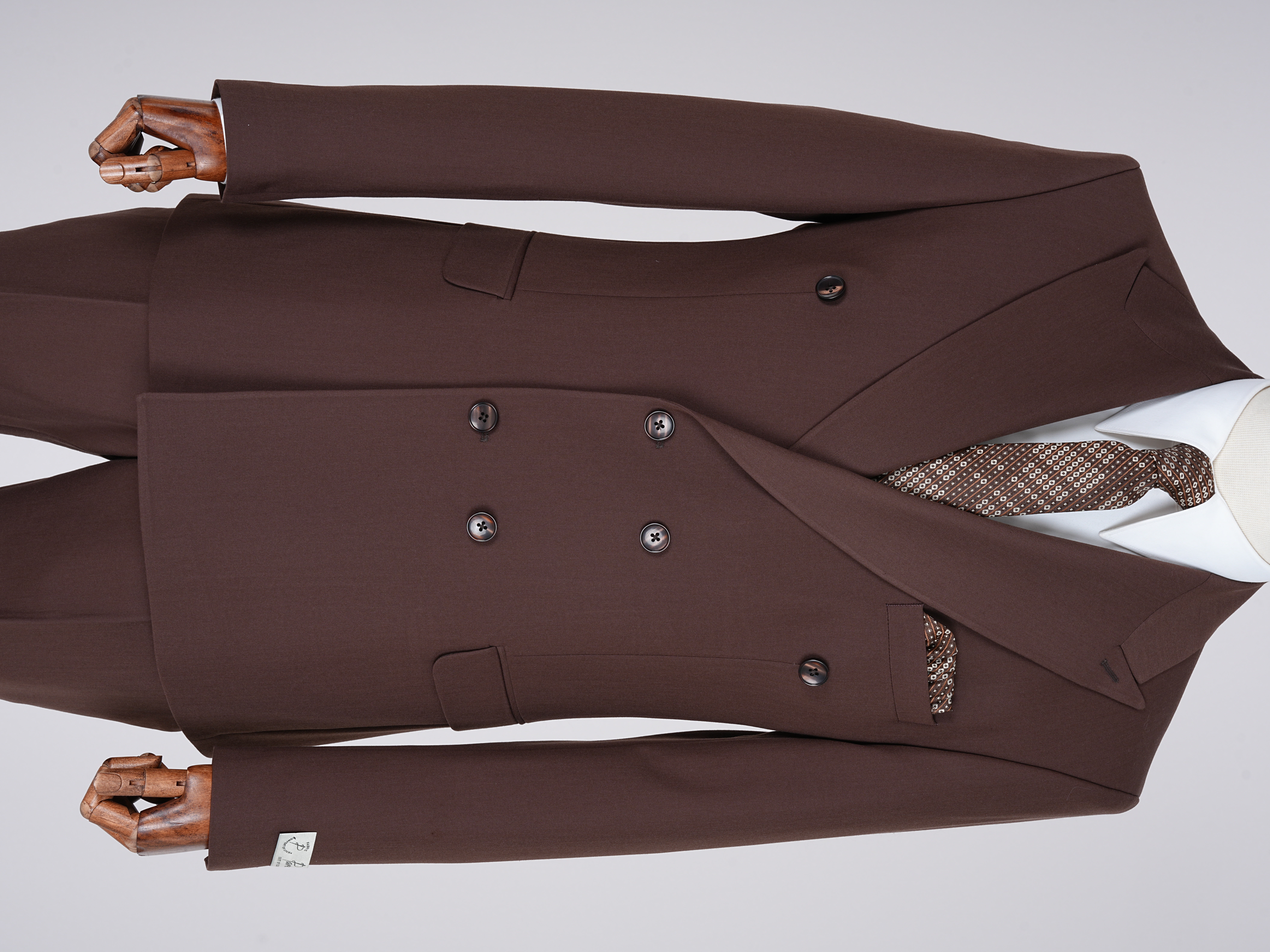 Premium Mens Double-Breasted italian Slim-Fit Suit Jacket & Trousers - Brown