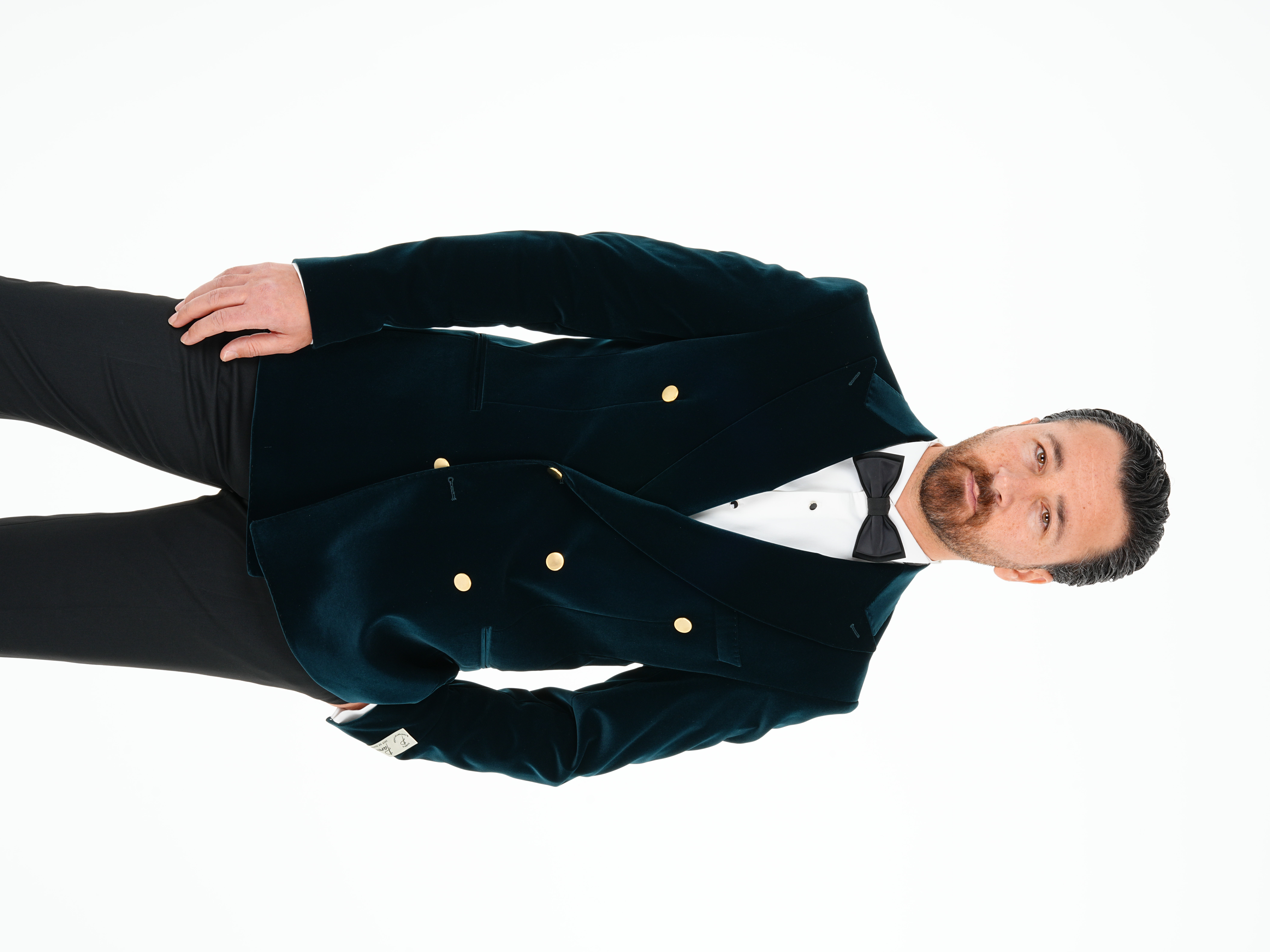 Premium Erkek Kadife Kruvaze Smokin Damatlık Gold Düğme Punto Dikişli Ceket Pantolon Papyon - Haki