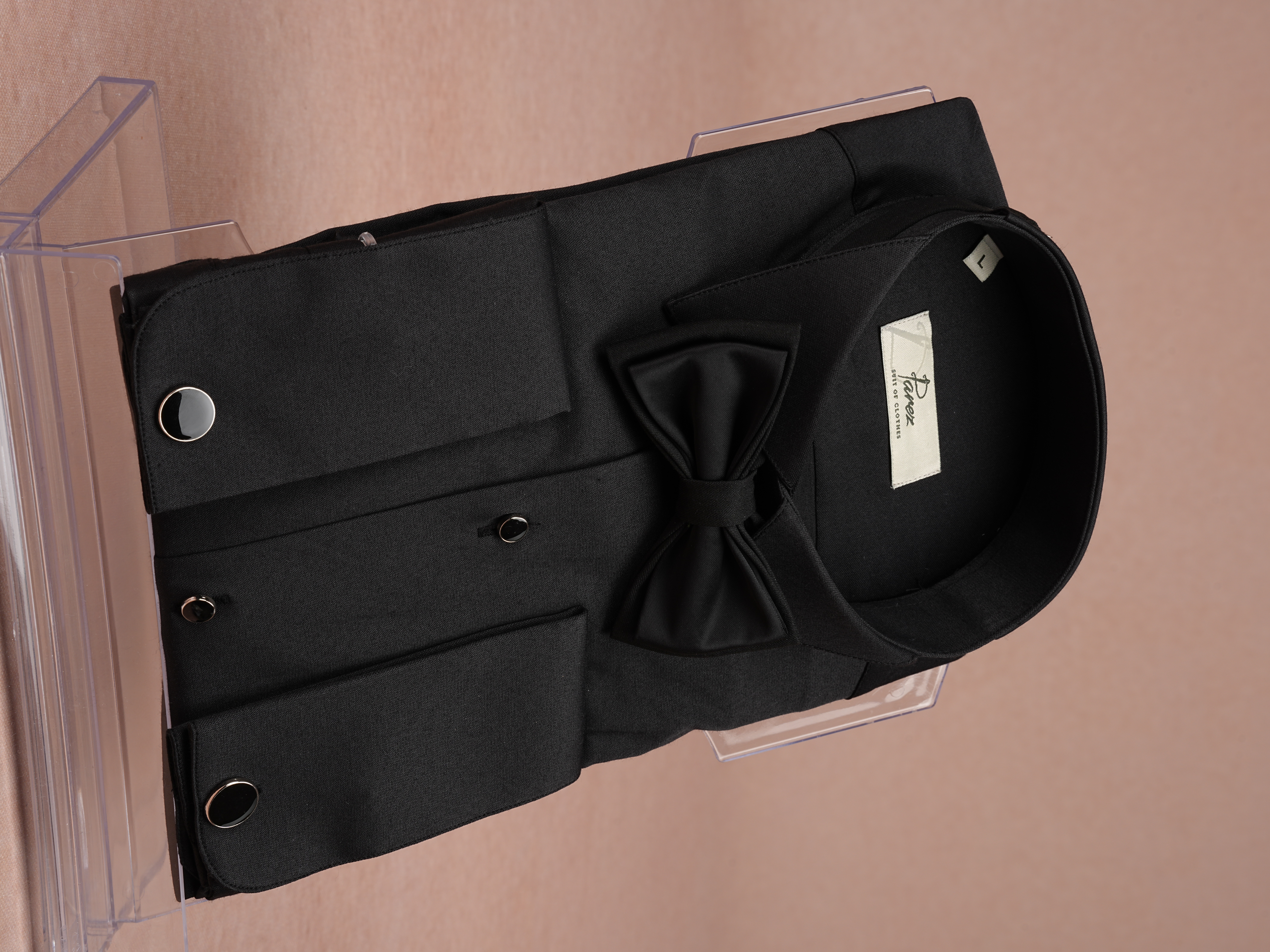 Erkek Premıum Slim Fit Damatlık Taşlı Ata Yaka Gömlek - Siyah