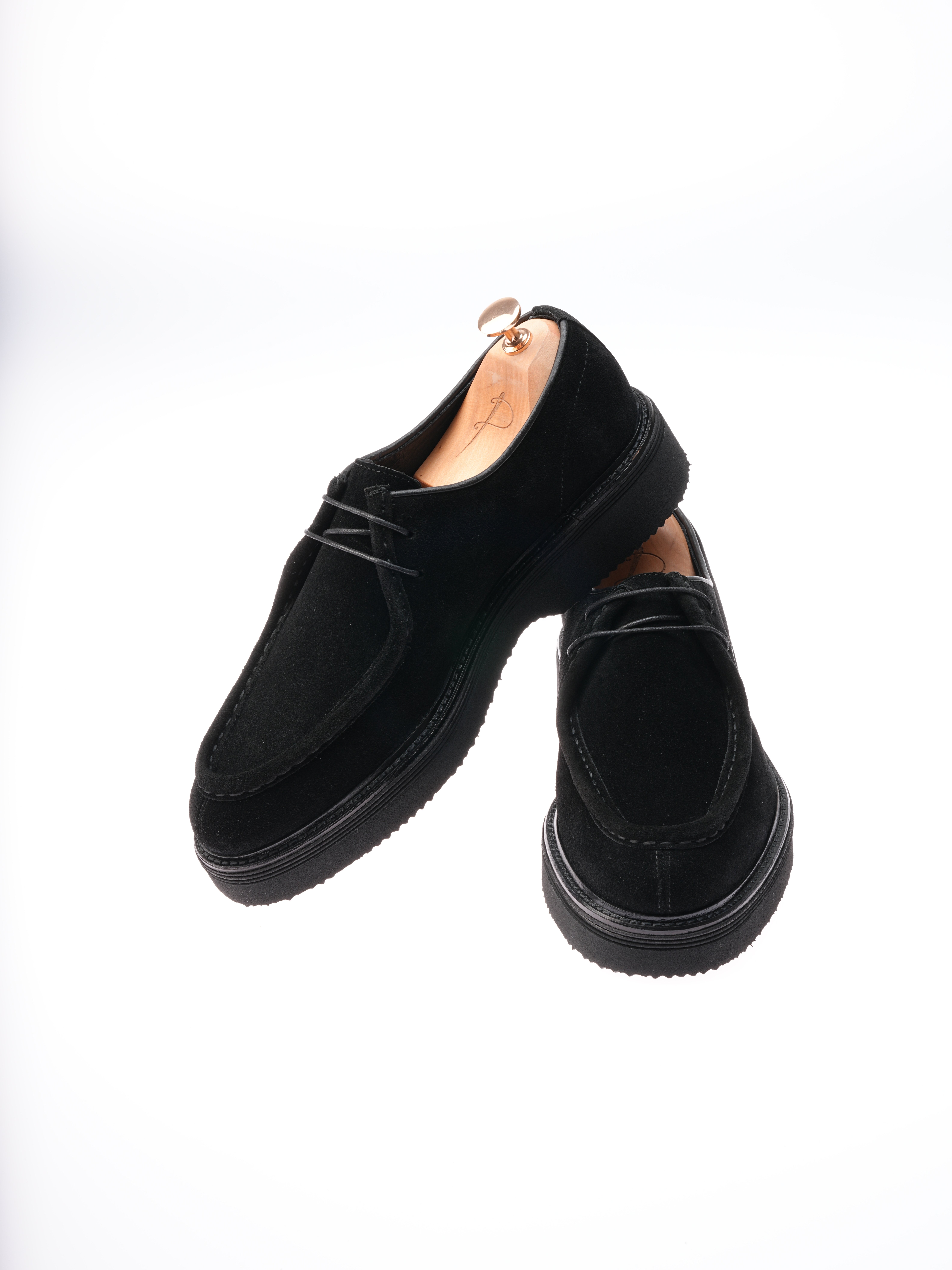 Mens Premium Suede Leather Inner Lining Calfskin Eva Sole Shoes - Black