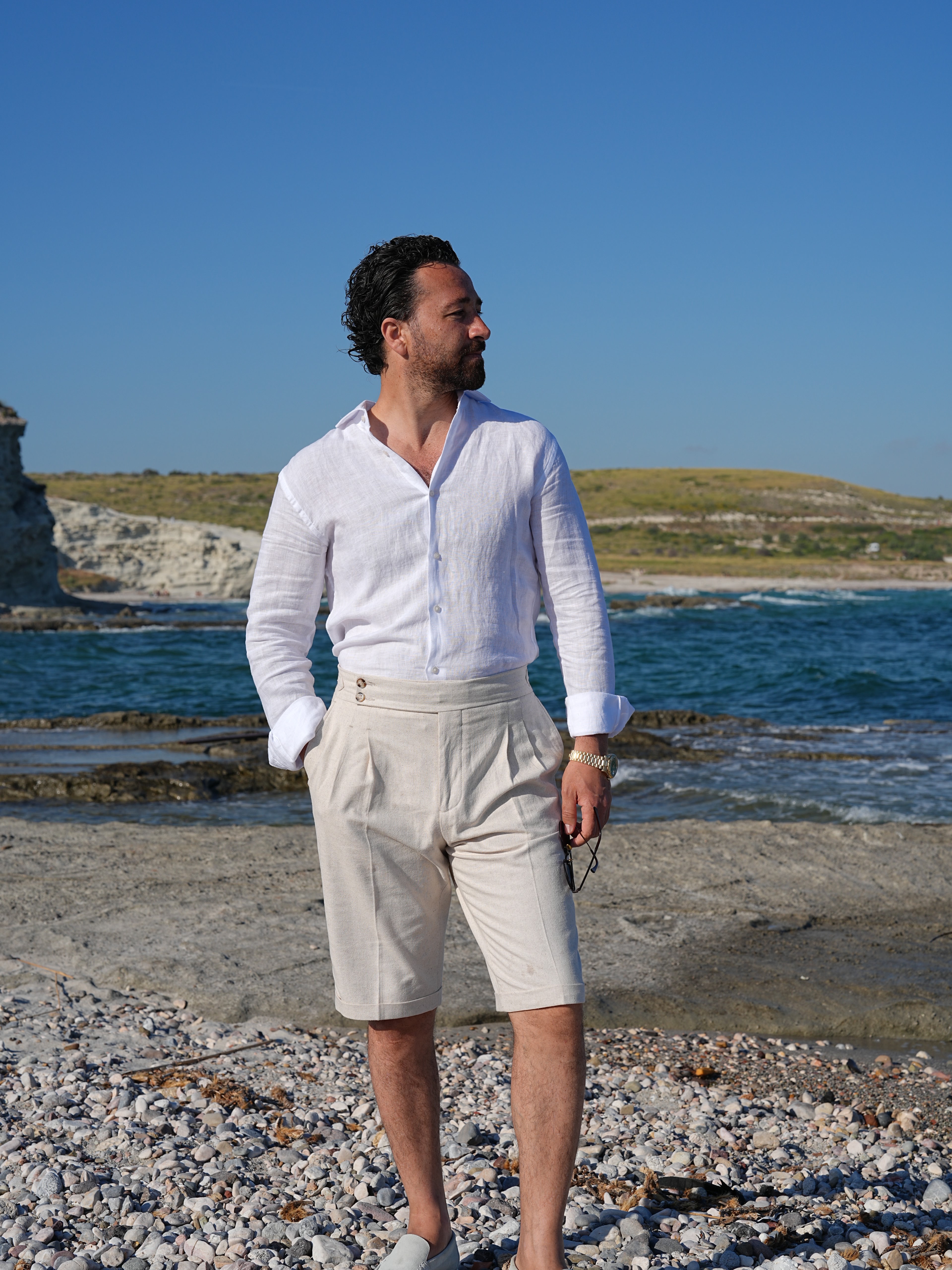 PAREZ Keten Gömlek Modern Fit - Beyaz