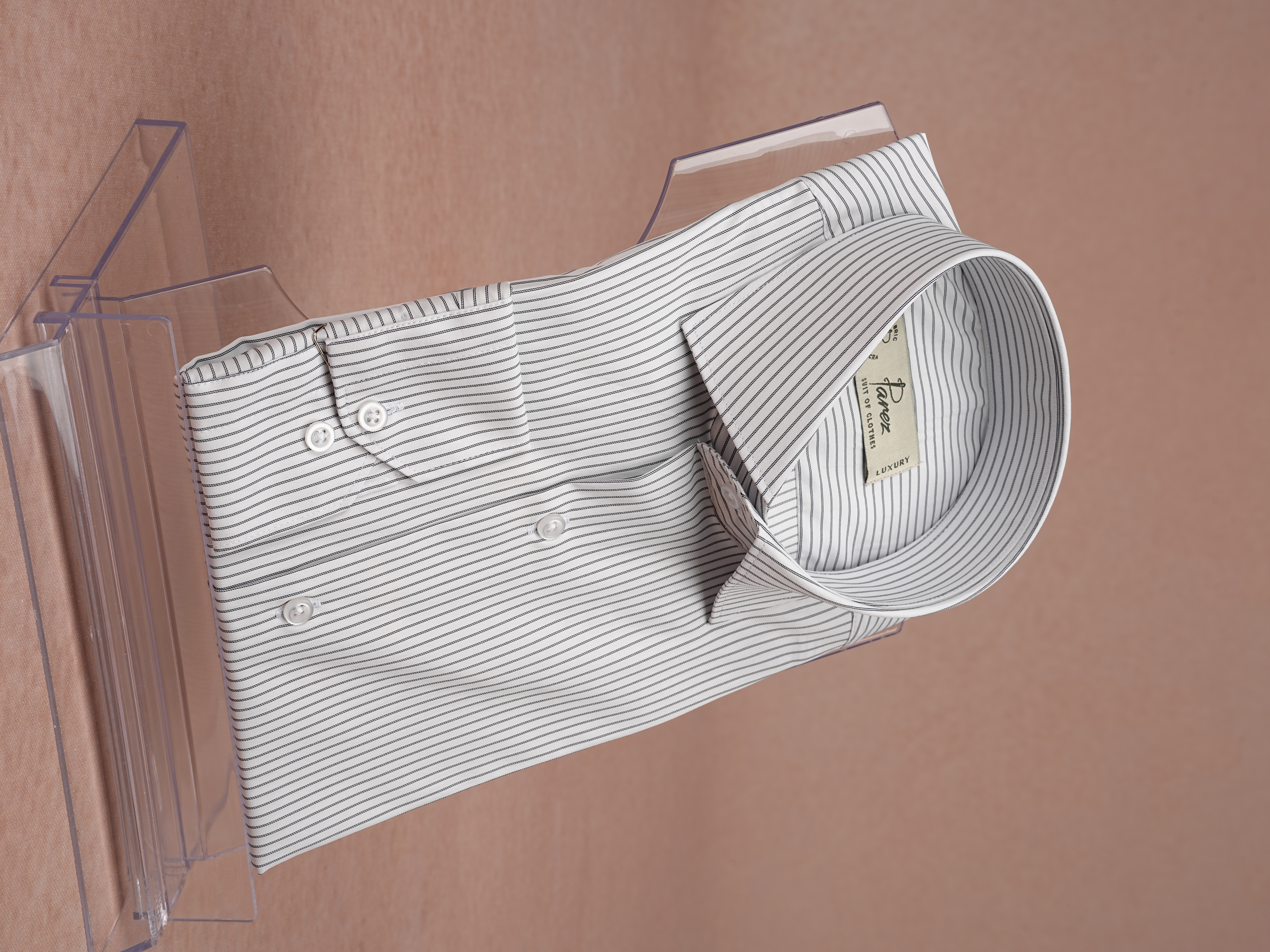 Premium İtalyan Yaka Slim Fit Çizgili Erkek Gömlek - Siyah