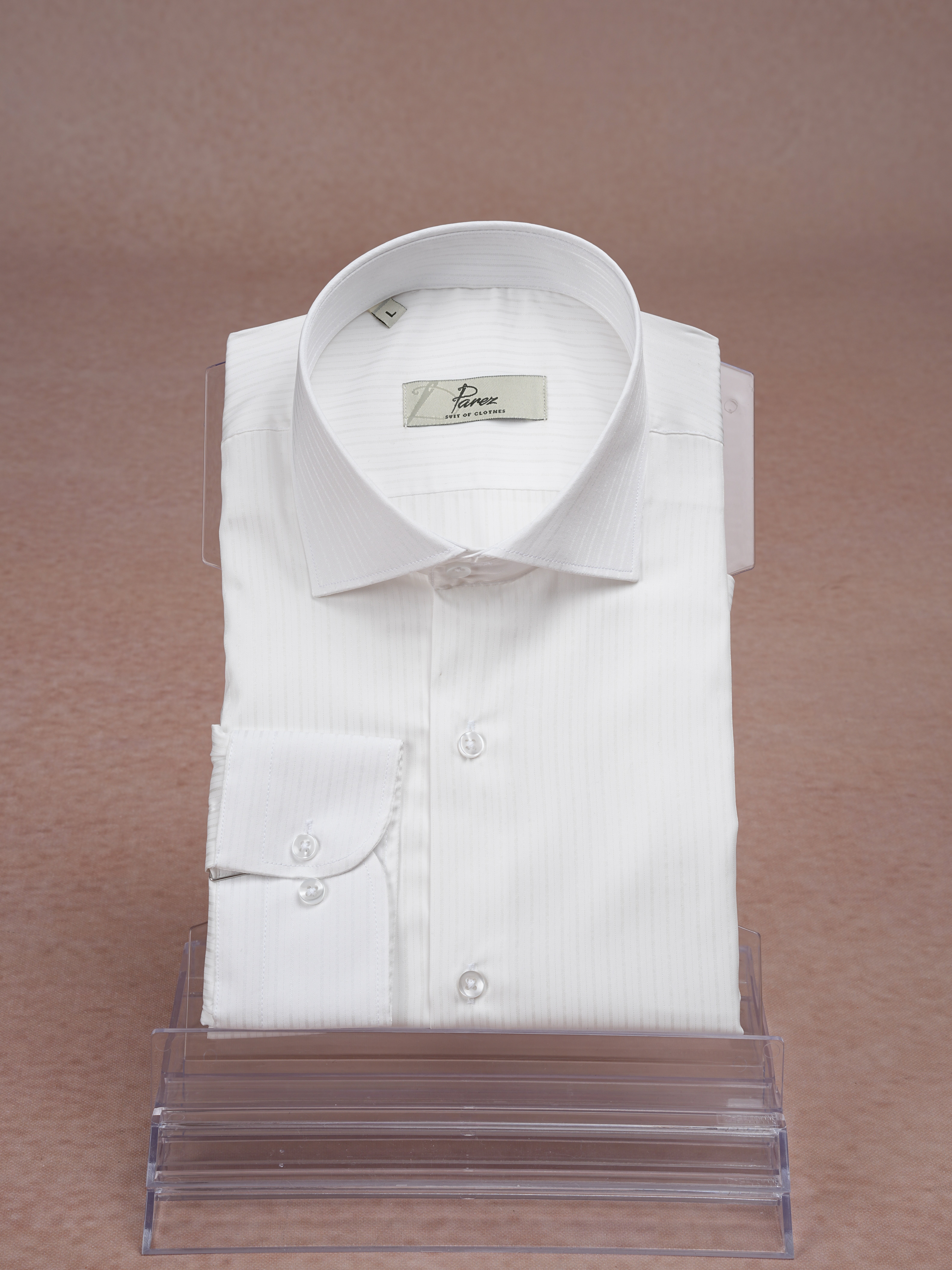 Premium Italian Collar Slim Fit Striped Mens Shirt - White