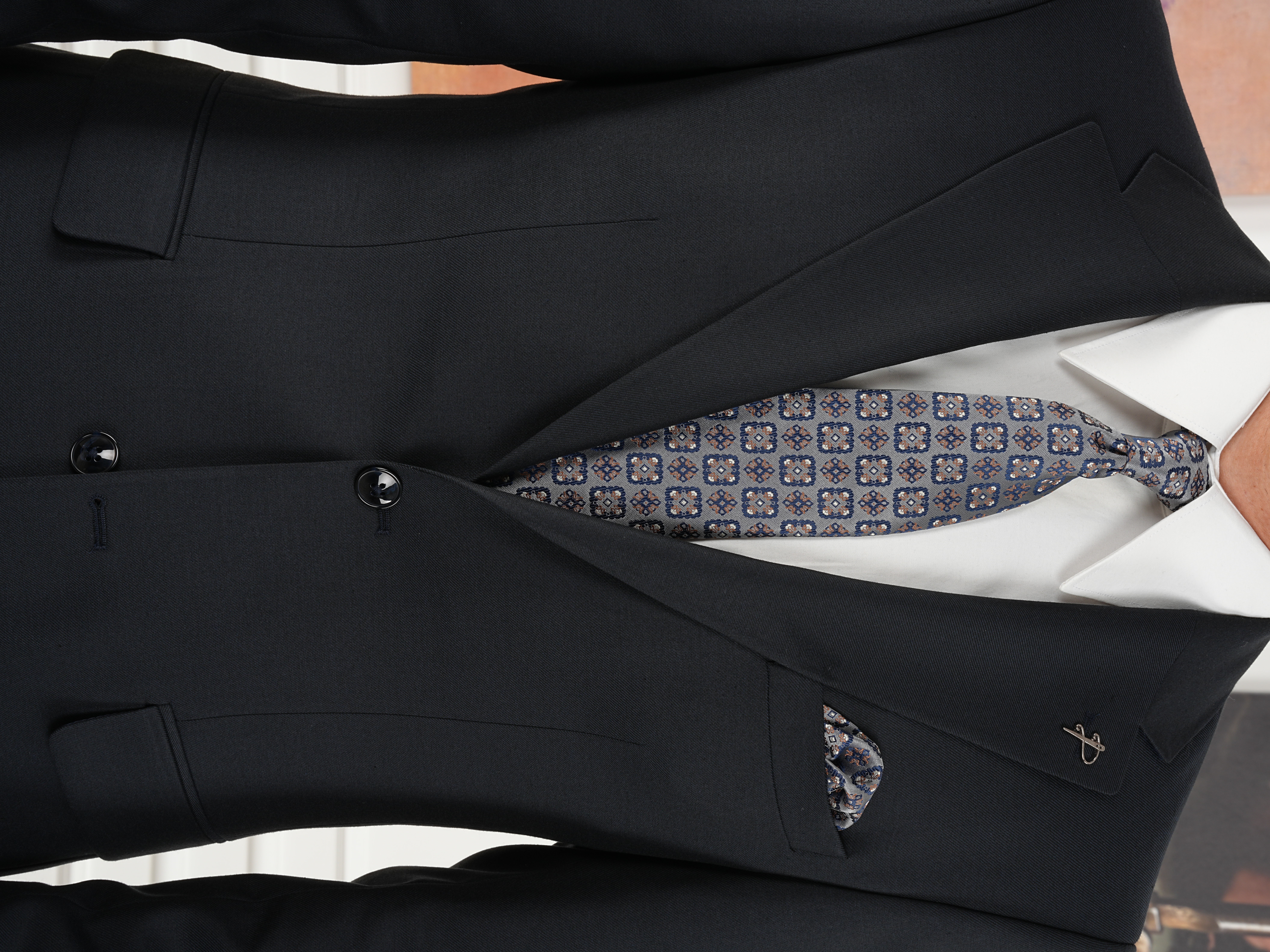 Premium Erkek Mono Yaka Takım Elbise Slim Fit İtalyan Stil Ceket Pantolon - Lacivert