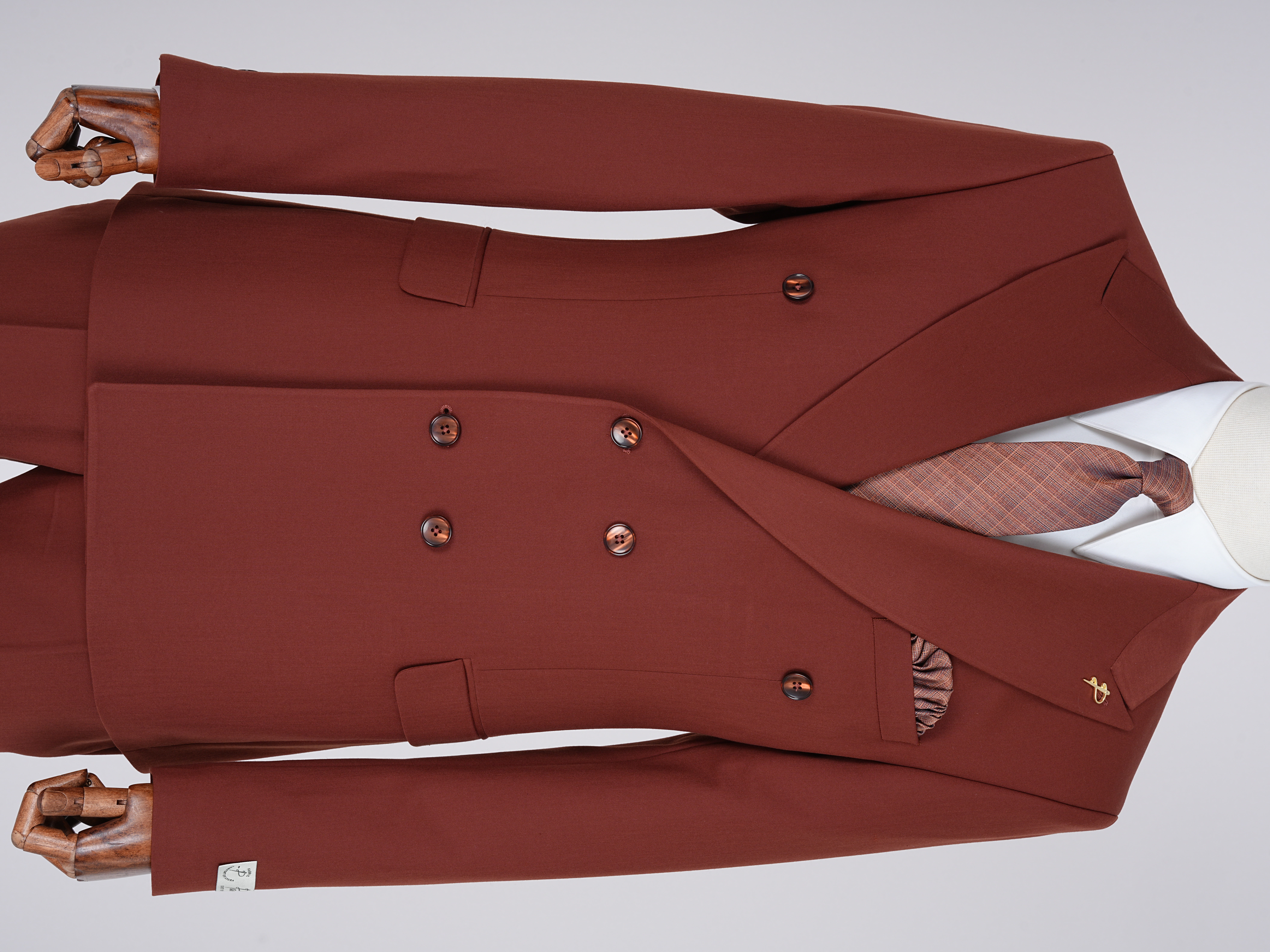 Premium Mens Double-Breasted italian Slim-Fit Suit Jacket & Trousers - Terracotta