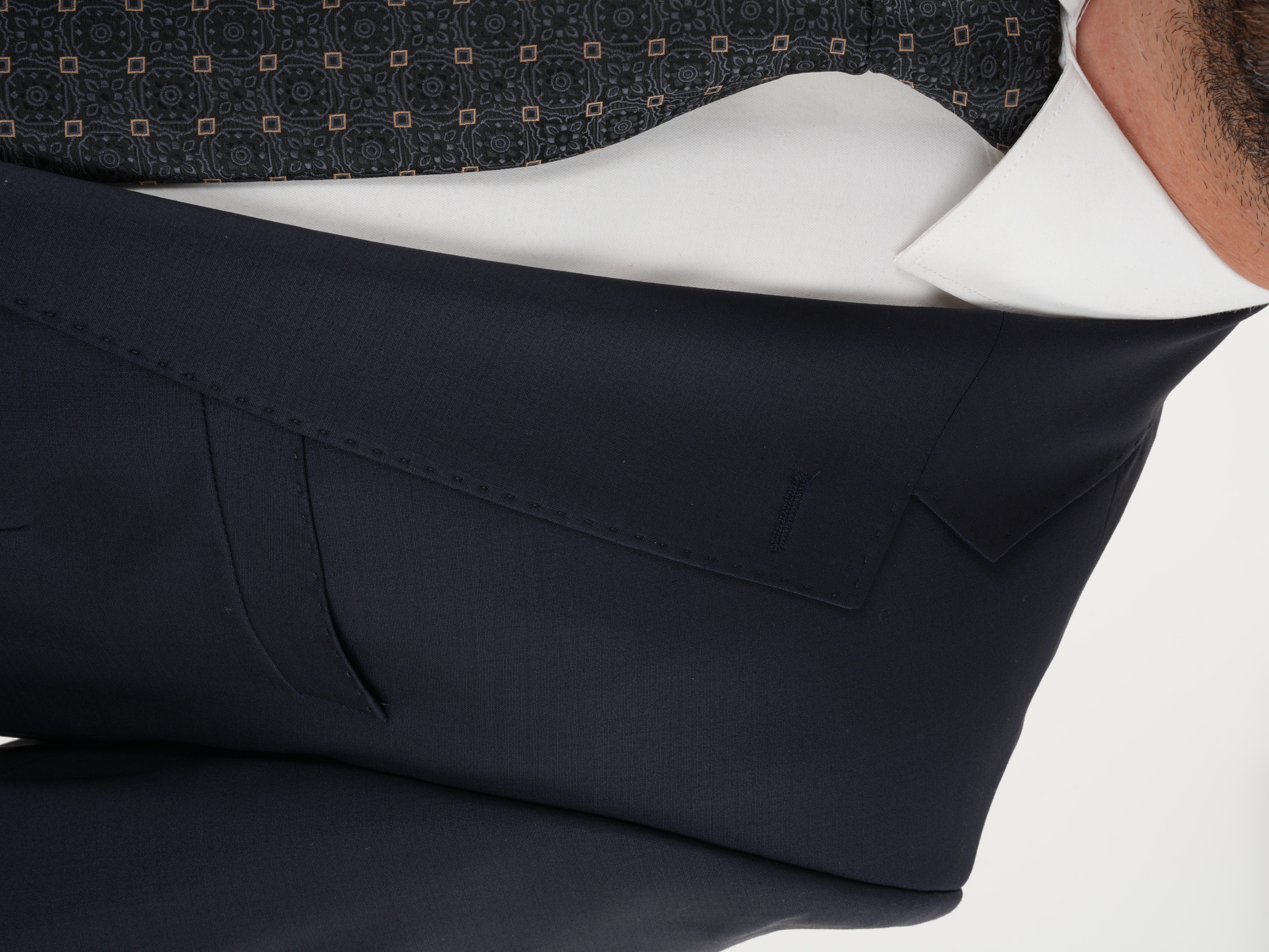 Erkek Regular İtalyan Stil Yünlü Mono Yaka Takım Elbise Ceket Pantolon - Lacivert