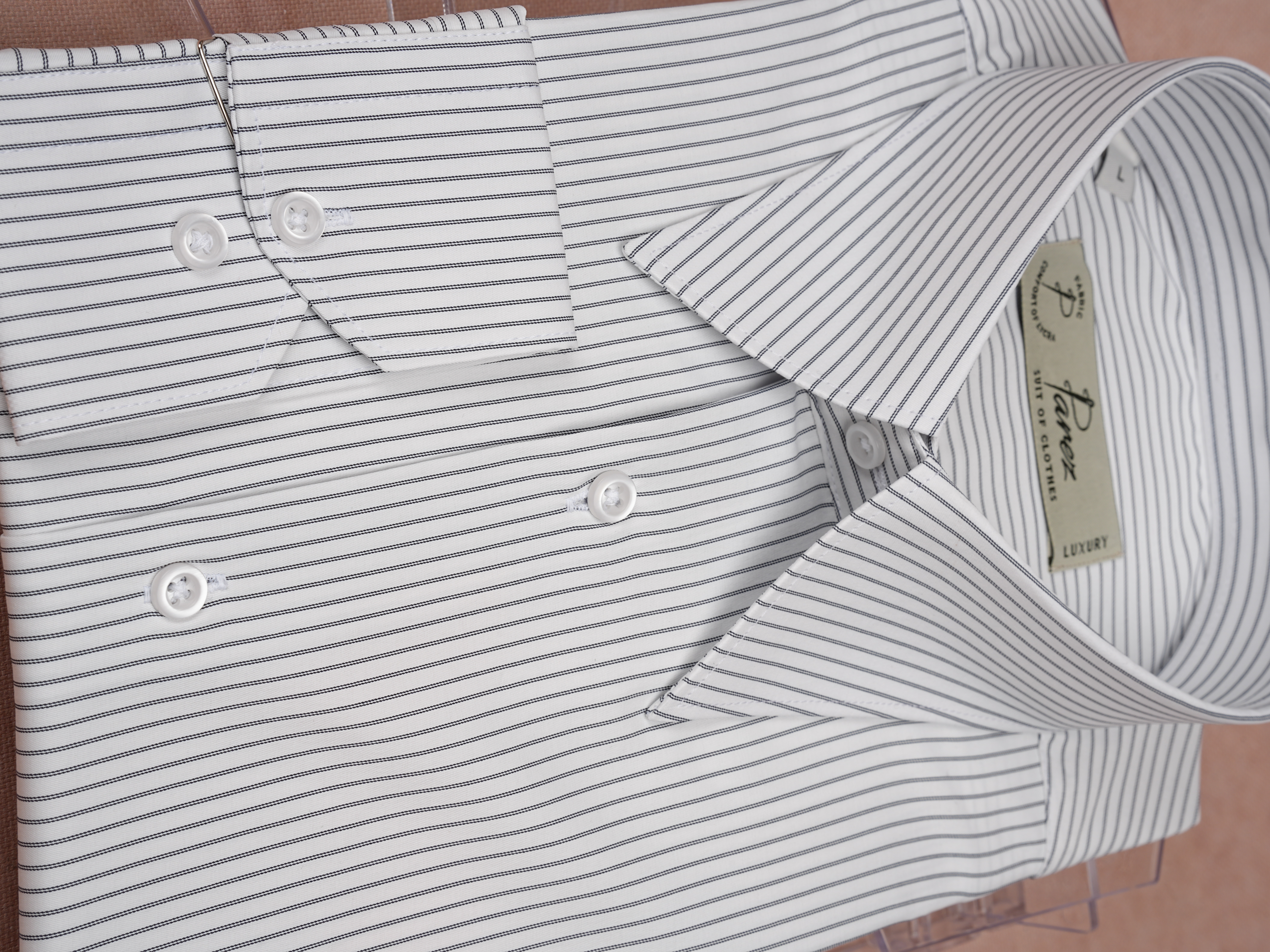 Premium İtalyan Stil Slim Fit Çizgili Sivri Yaka Erkek Gömlek - Siyah