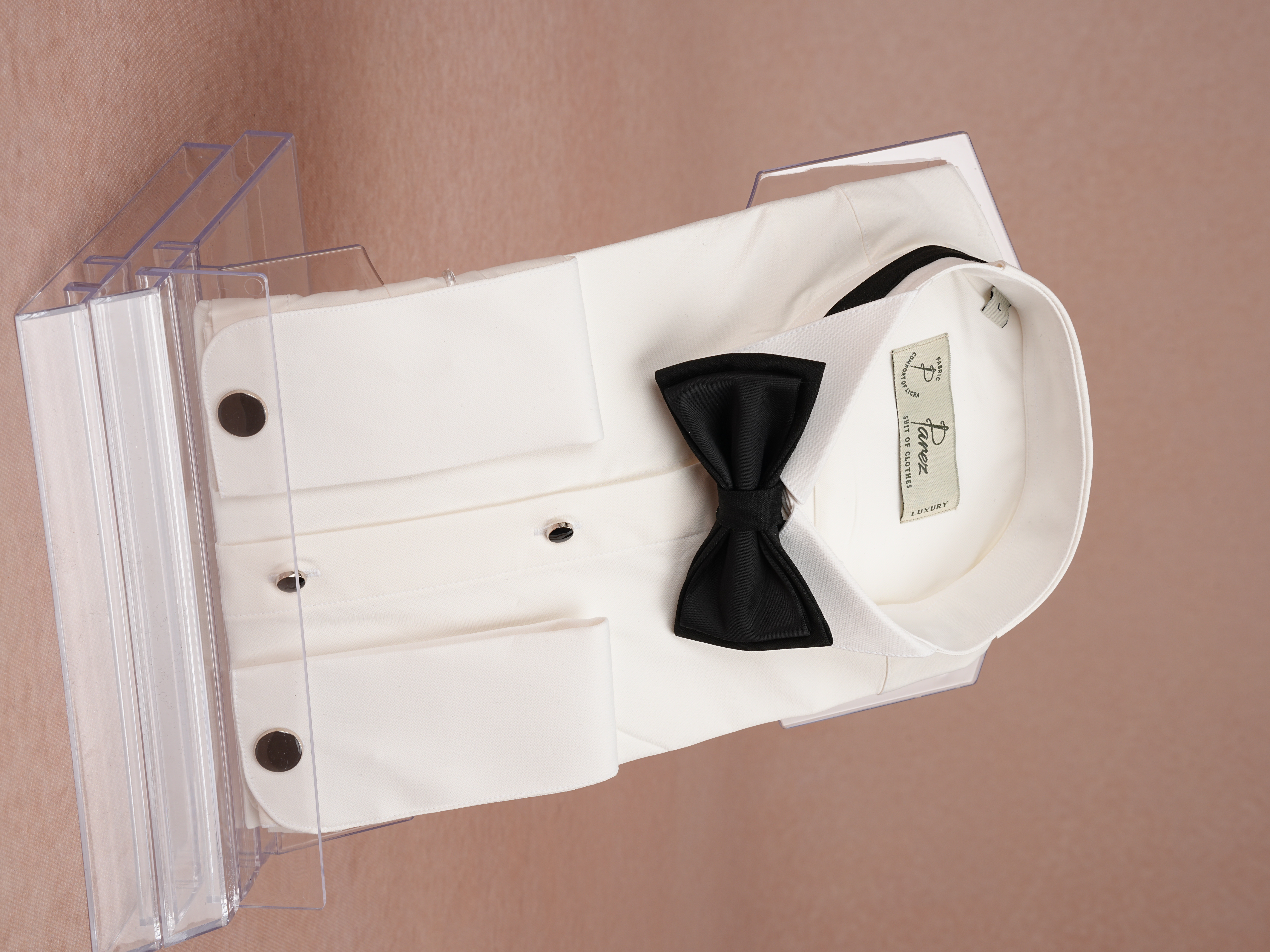 Erkek Premıum Slim Fit Damatlık Taşlı Ata Yaka Gömlek - Ekru