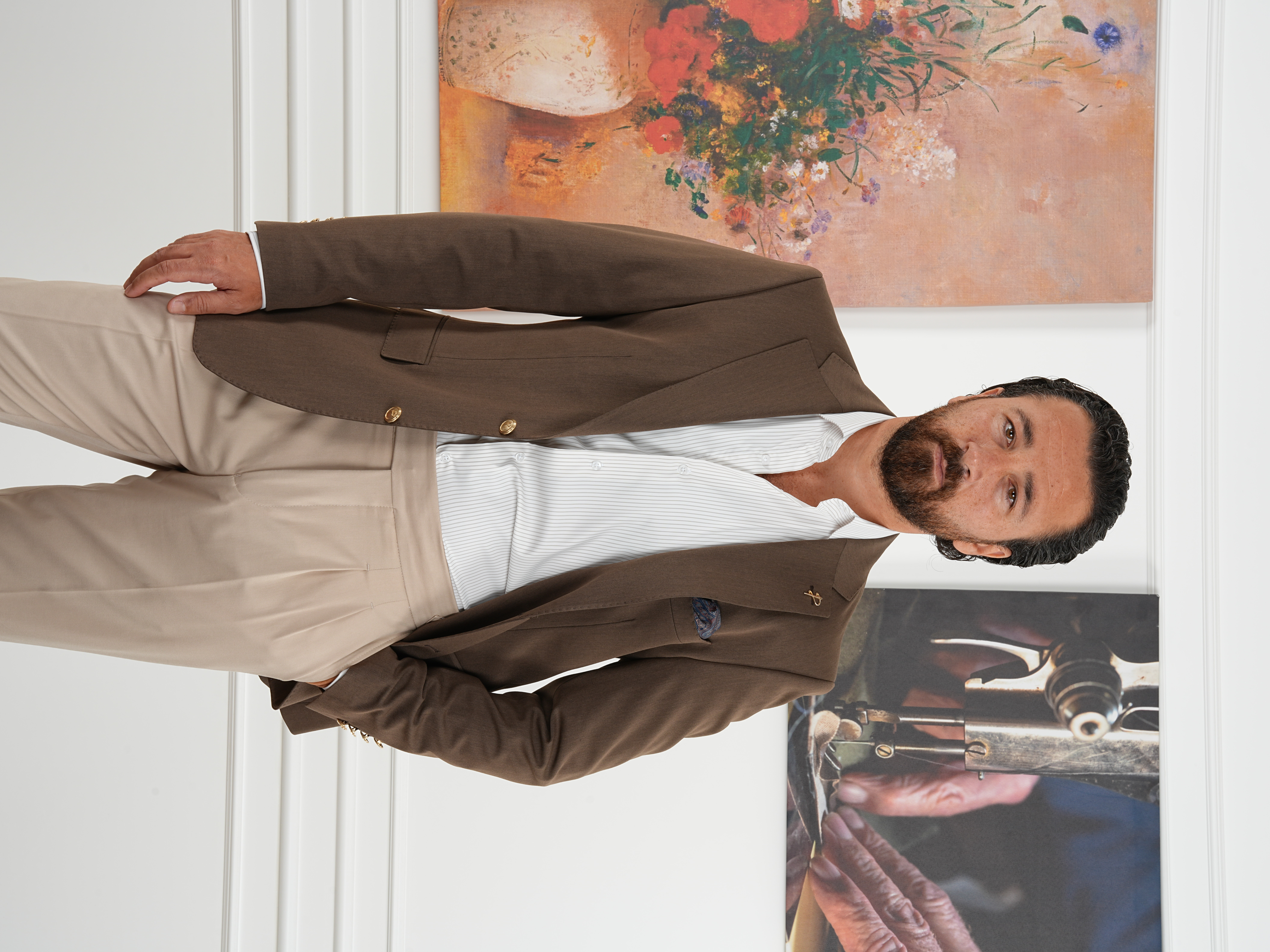 Premium İtalyan Stil Slim Fit Erkek Punto Dikişli Yarım Astarlı Ceket - Kahve