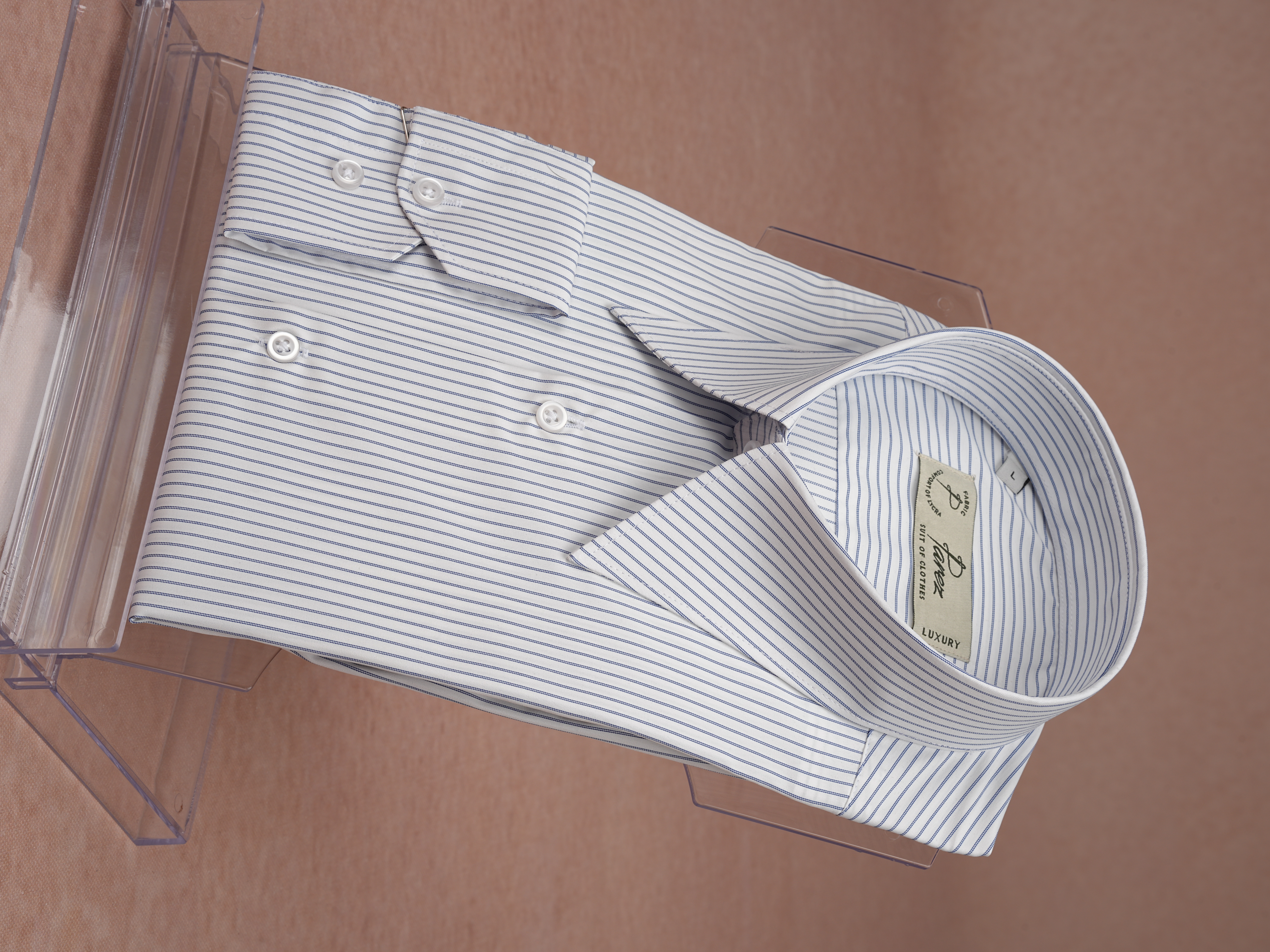 Premium İtalyan Stil Slim Fit Çizgili Sivri Yaka Erkek Gömlek - Lacivert