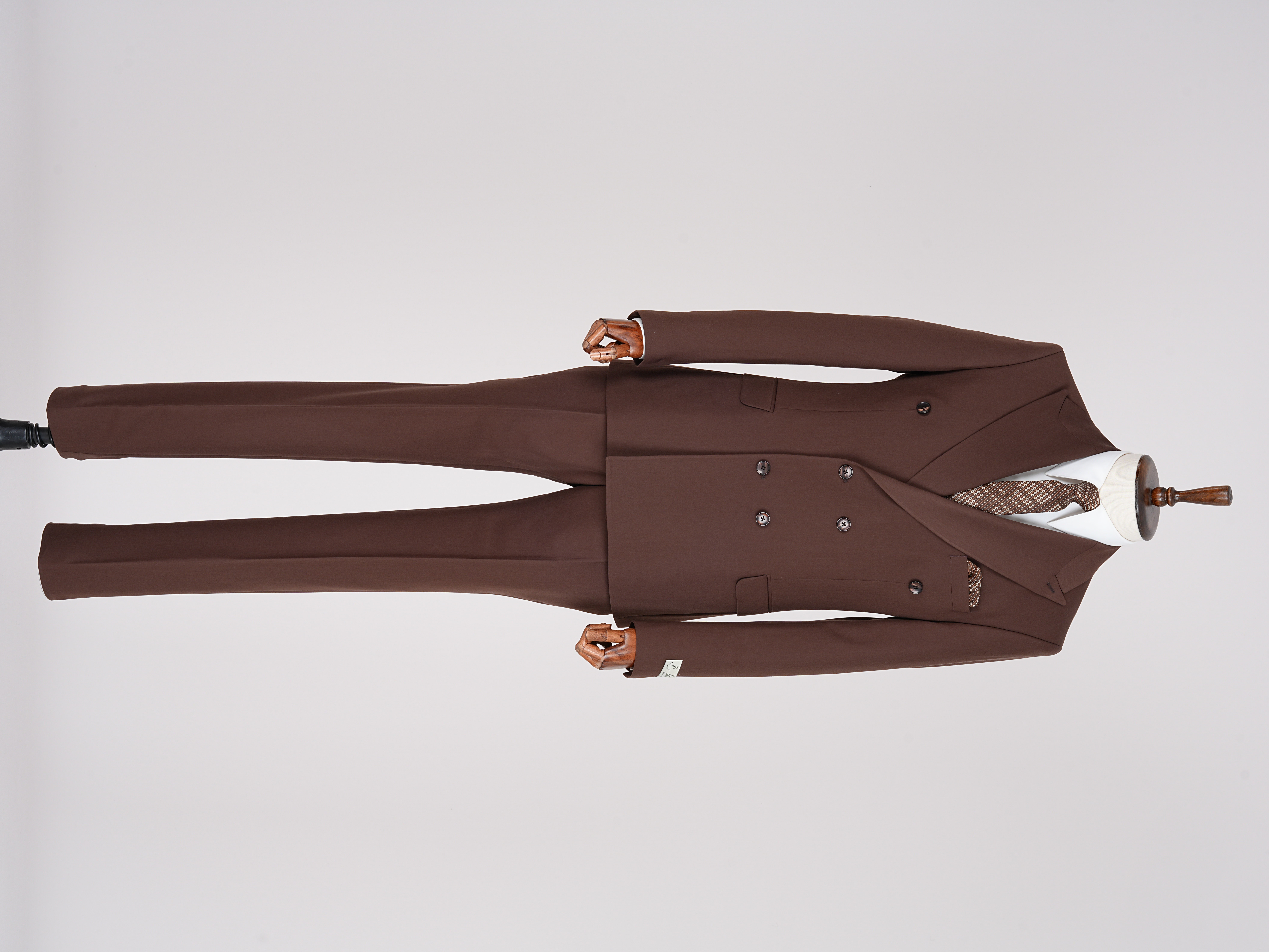 Premium Mens Double-Breasted italian Slim-Fit Suit Jacket & Trousers - Brown