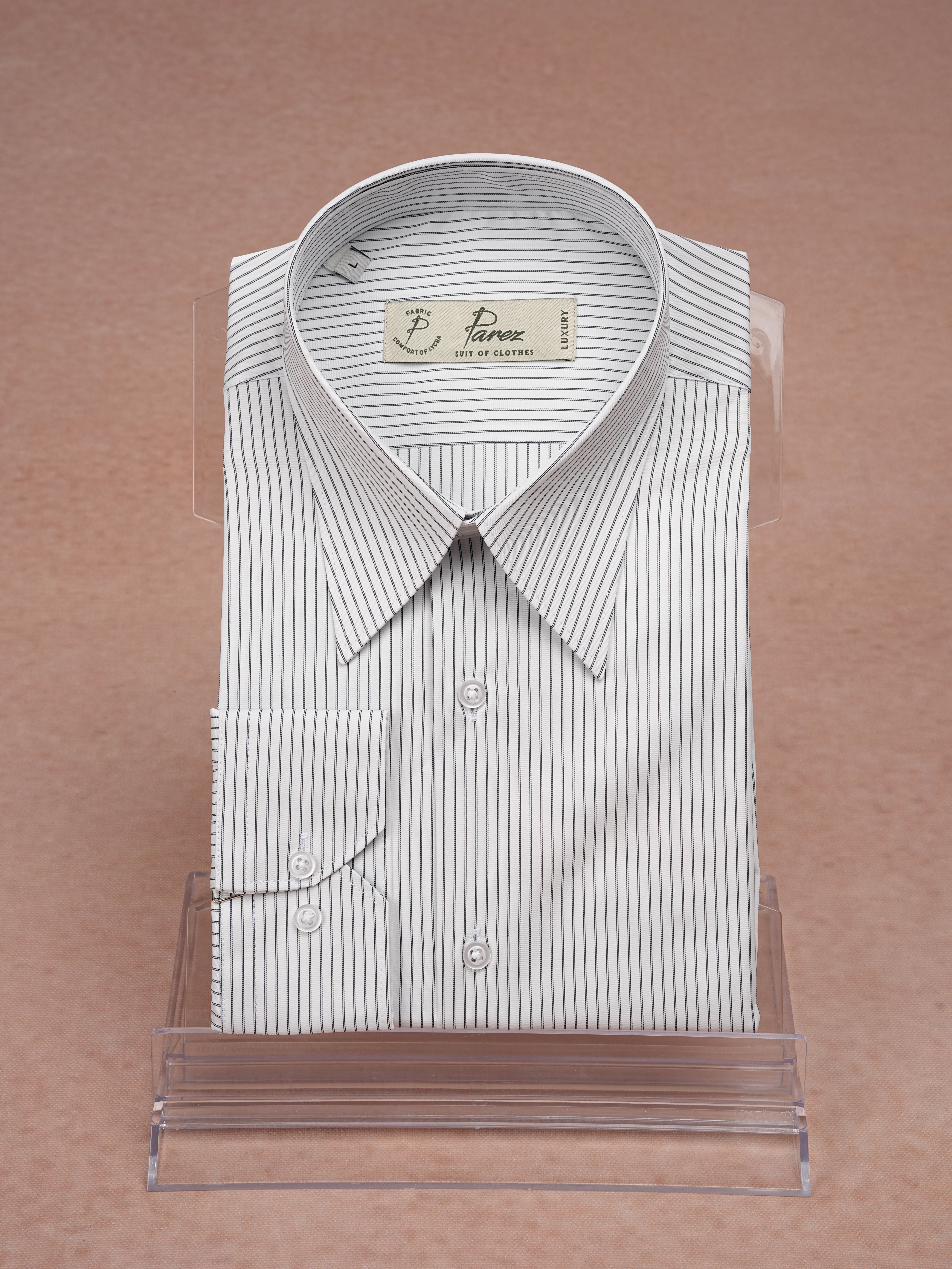 Premium İtalyan Stil Slim Fit Çizgili Sivri Yaka Erkek Gömlek - Siyah