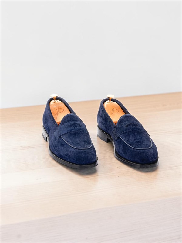 Metis süet deri
Dana astar 
Double kösele
Özel el boyama kösele Ayakkabı - Lacivert