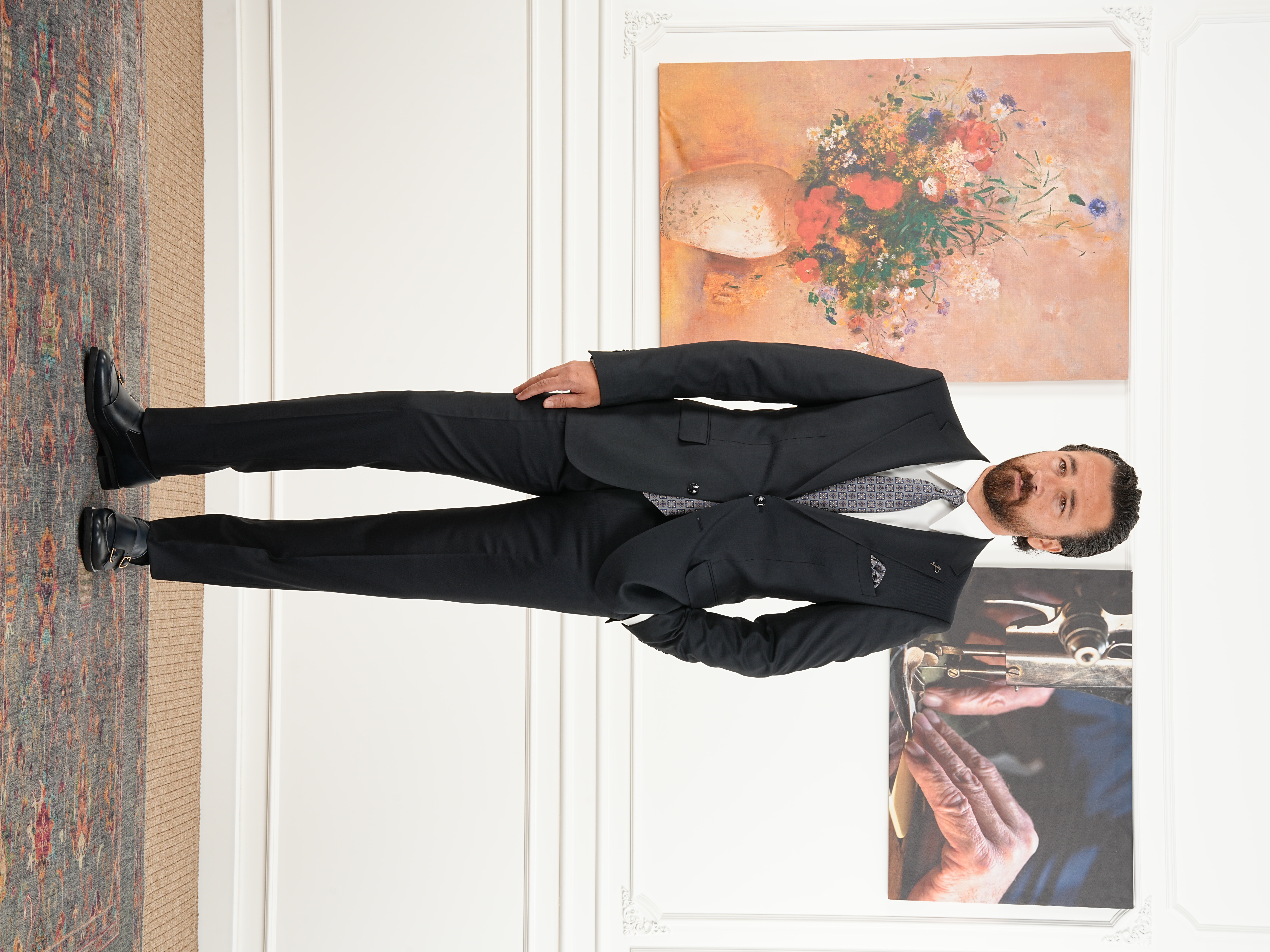 Premium Erkek Mono Yaka Takım Elbise Slim Fit İtalyan Stil Ceket Pantolon - Lacivert