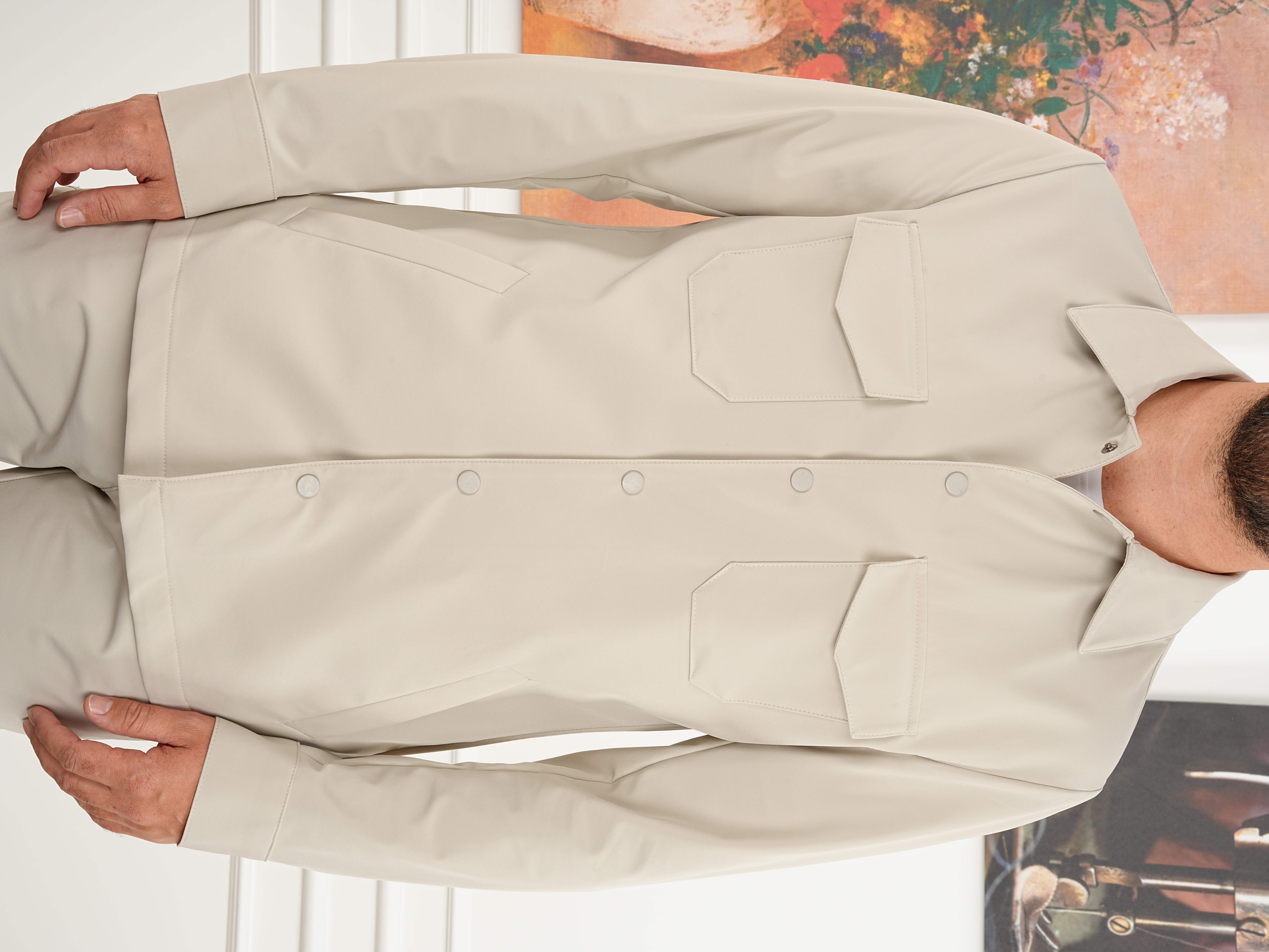 Erkek Slim Fit İtalyan Stil Safari Takım Ceket Pantolon - Bej