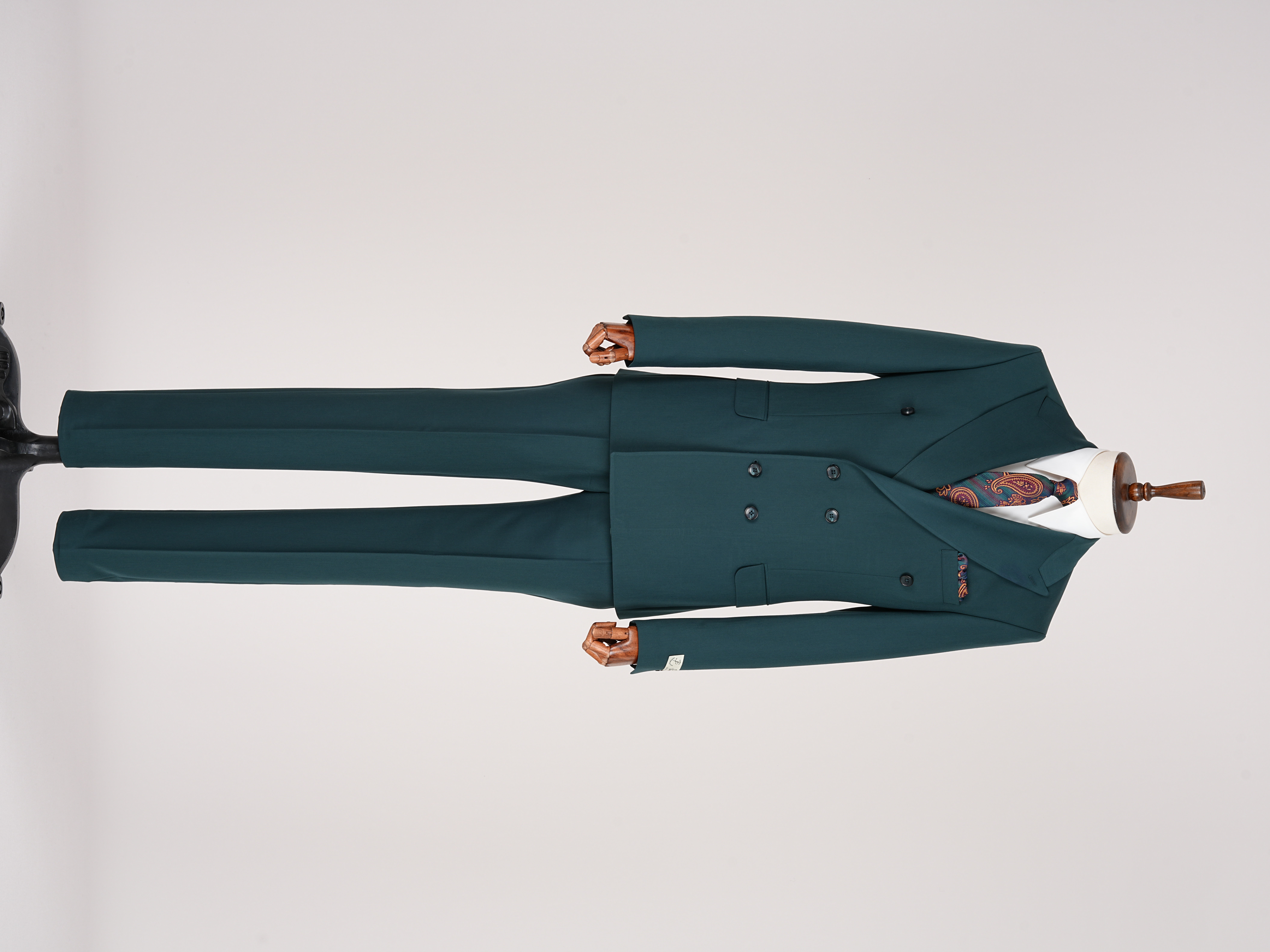 Premium Mens Double-Breasted italian Slim-Fit Suit Jacket & Trousers - Green