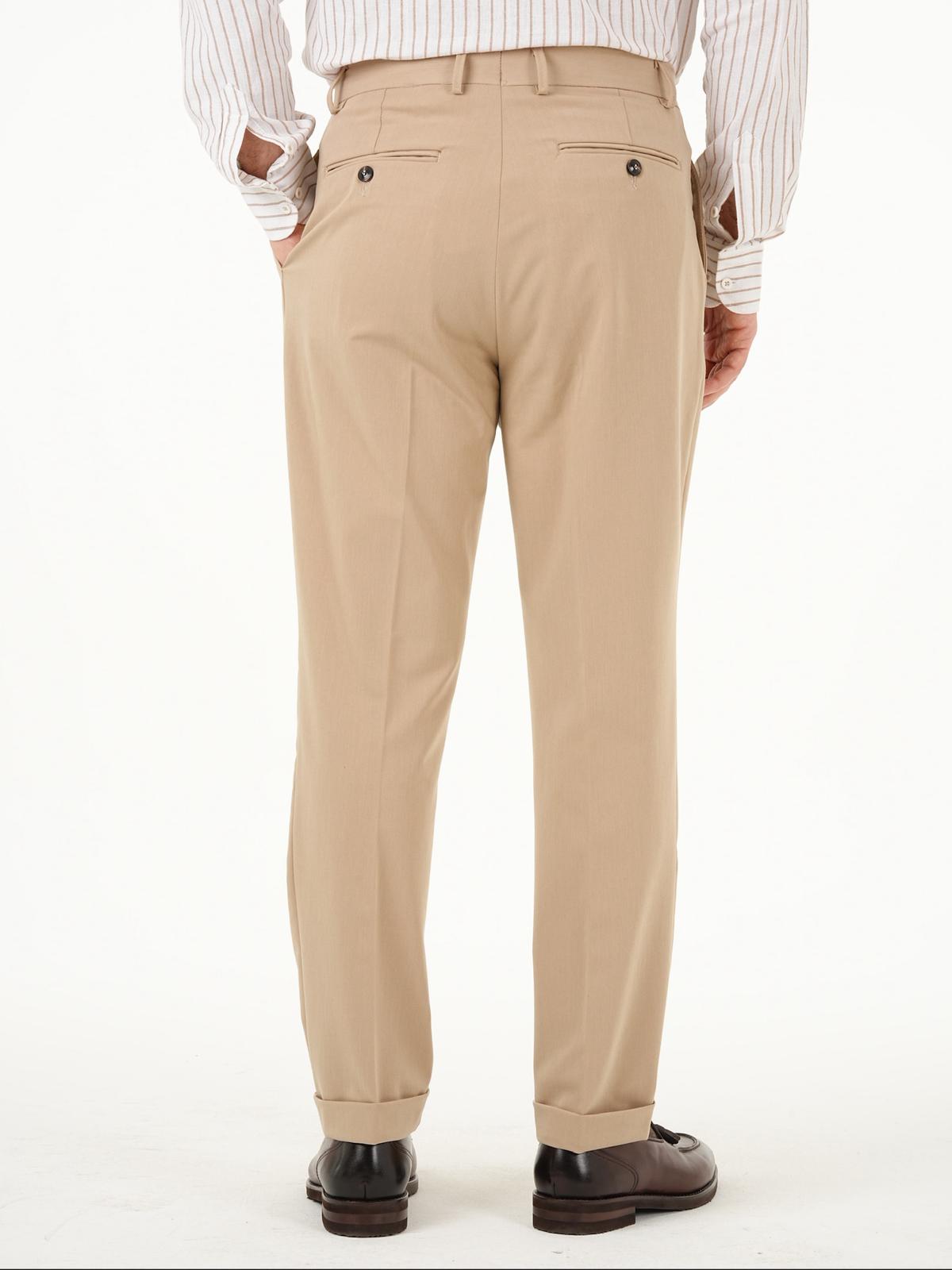 İtalyan Stil Slim Fit Klasik Erkek Pantolon - Krem