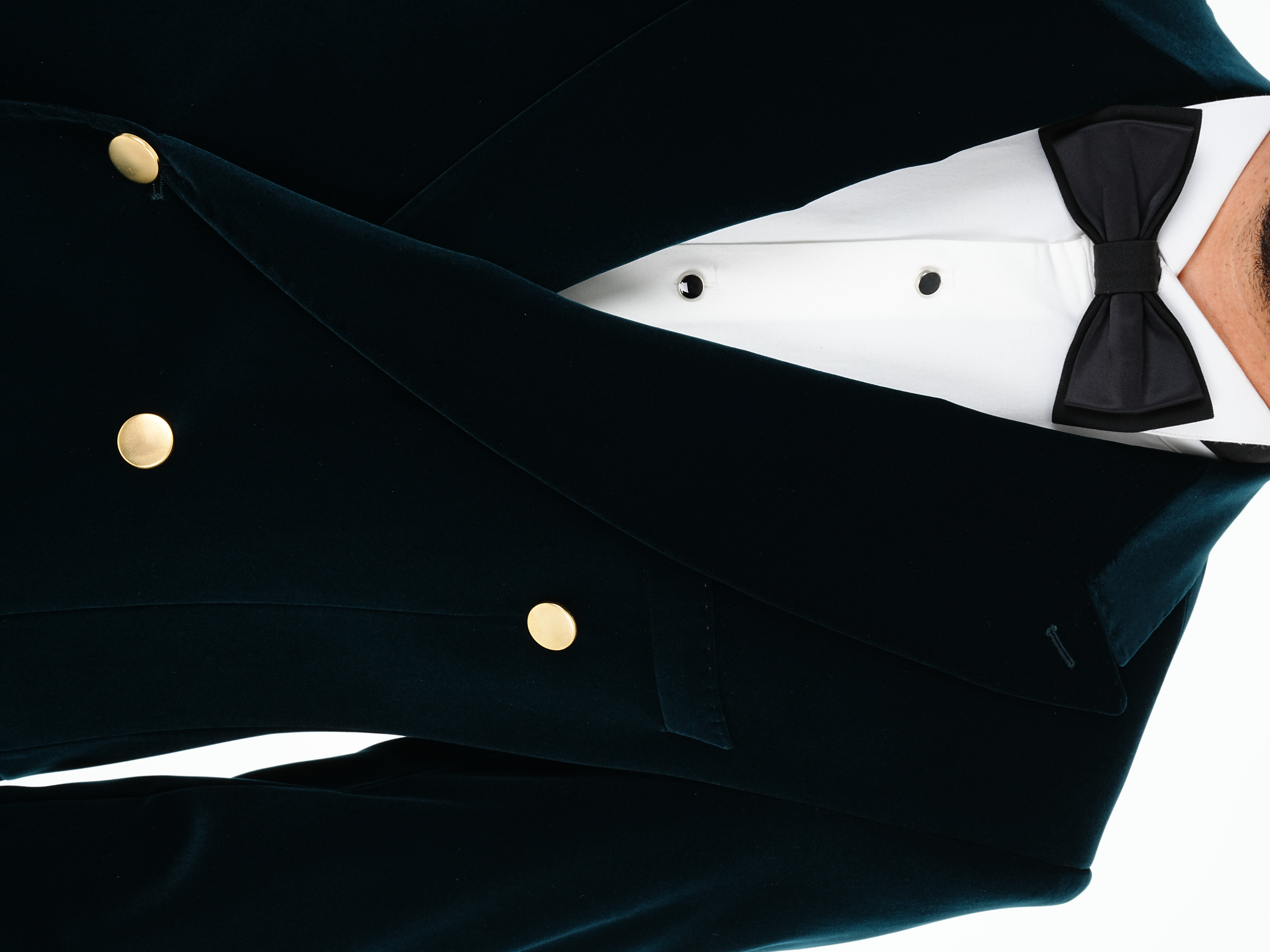 Premium Erkek Kadife Kruvaze Smokin Damatlık Gold Düğme Punto Dikişli Ceket Pantolon Papyon - Haki