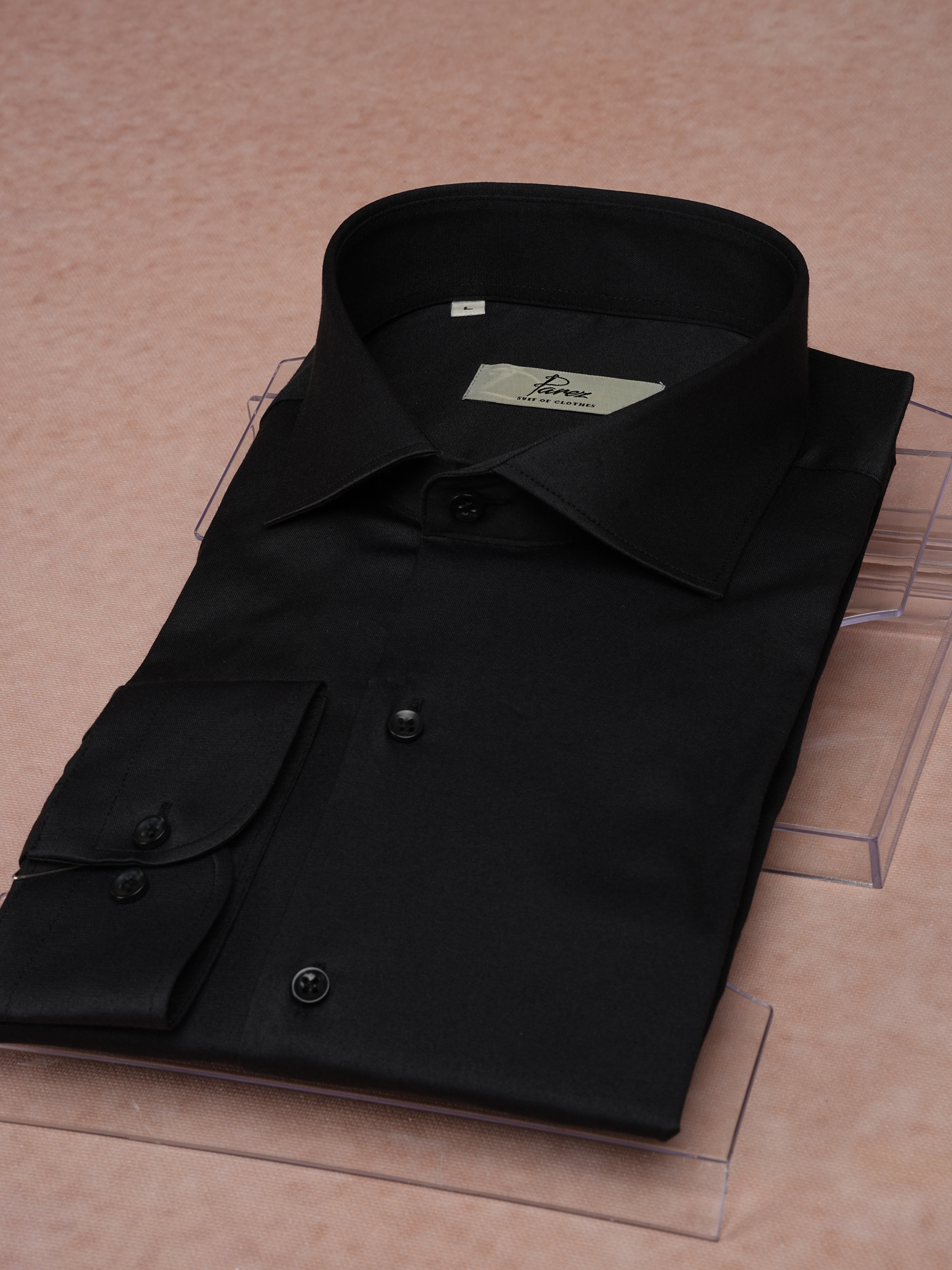 Premium Italian Collar Slim Fit Mens Shirt - Black